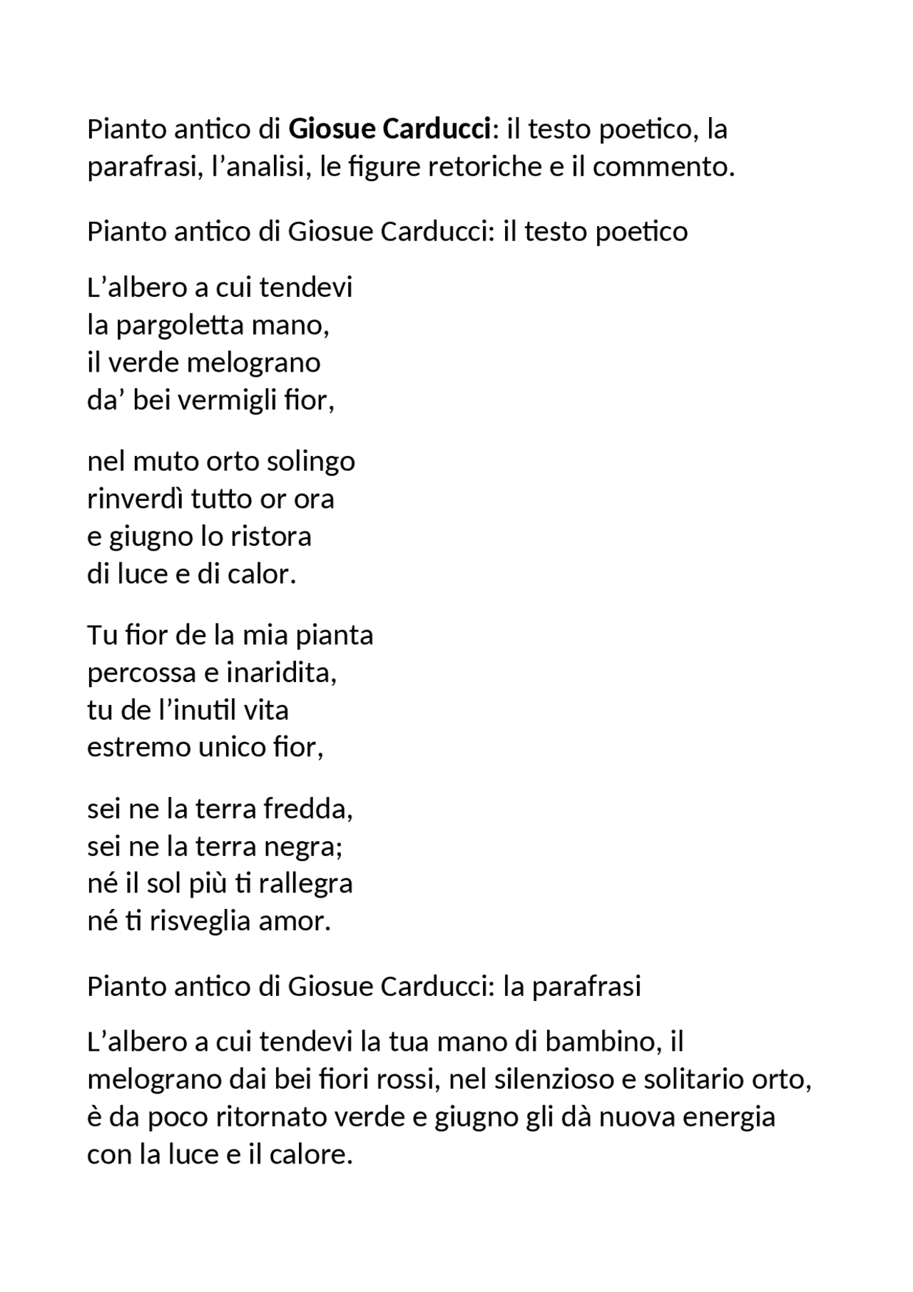 Pianto Antico Di Giosue Carducci Analisi E Commento Docsity pianto-antico-di-giosue-carducci-analisi-e-commento-docsity