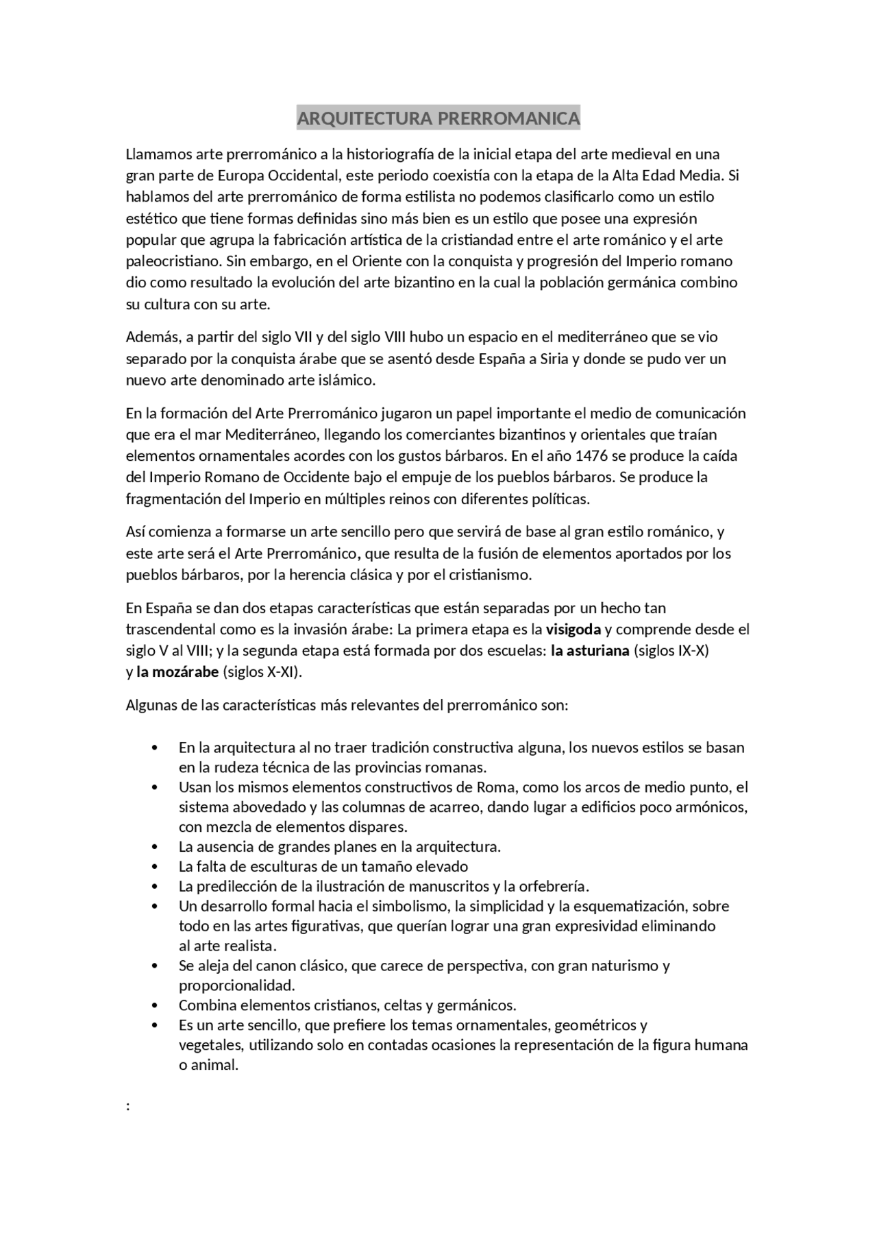 LA ARQUITECTURA PRERROMANICA - Docsity