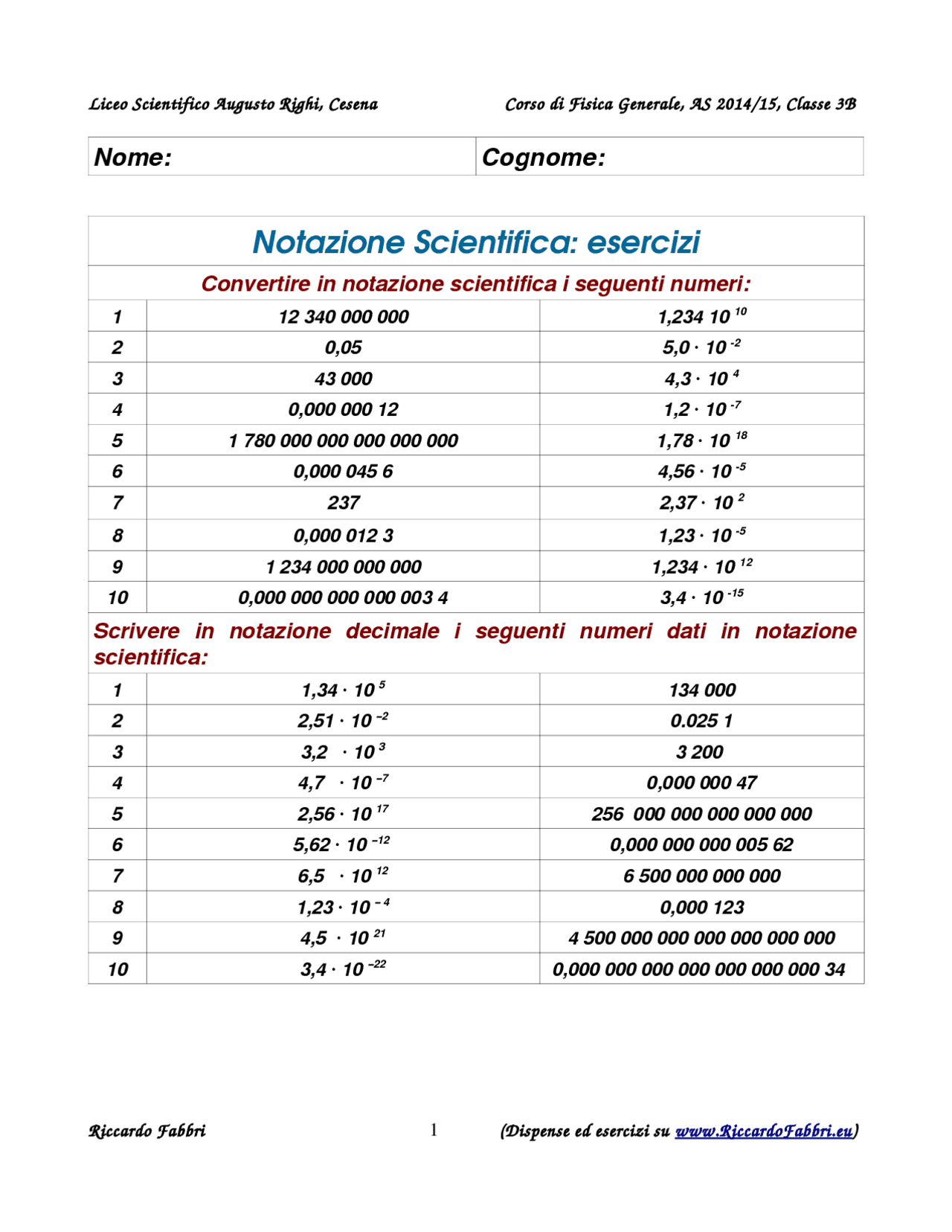 Notazione Scientifica Docsity Notazione Scientifica Docsity