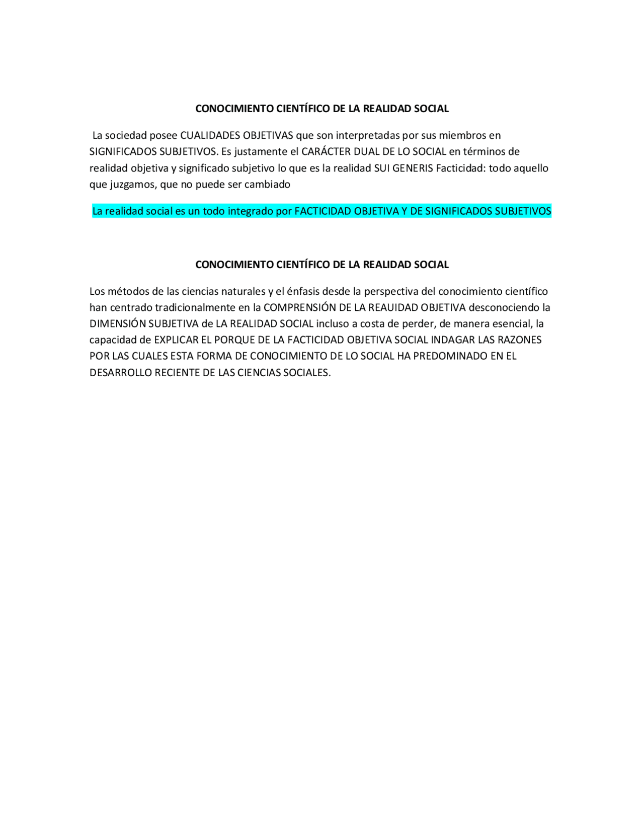 Conociminto cientifico de la realidad social filosofia - Docsity