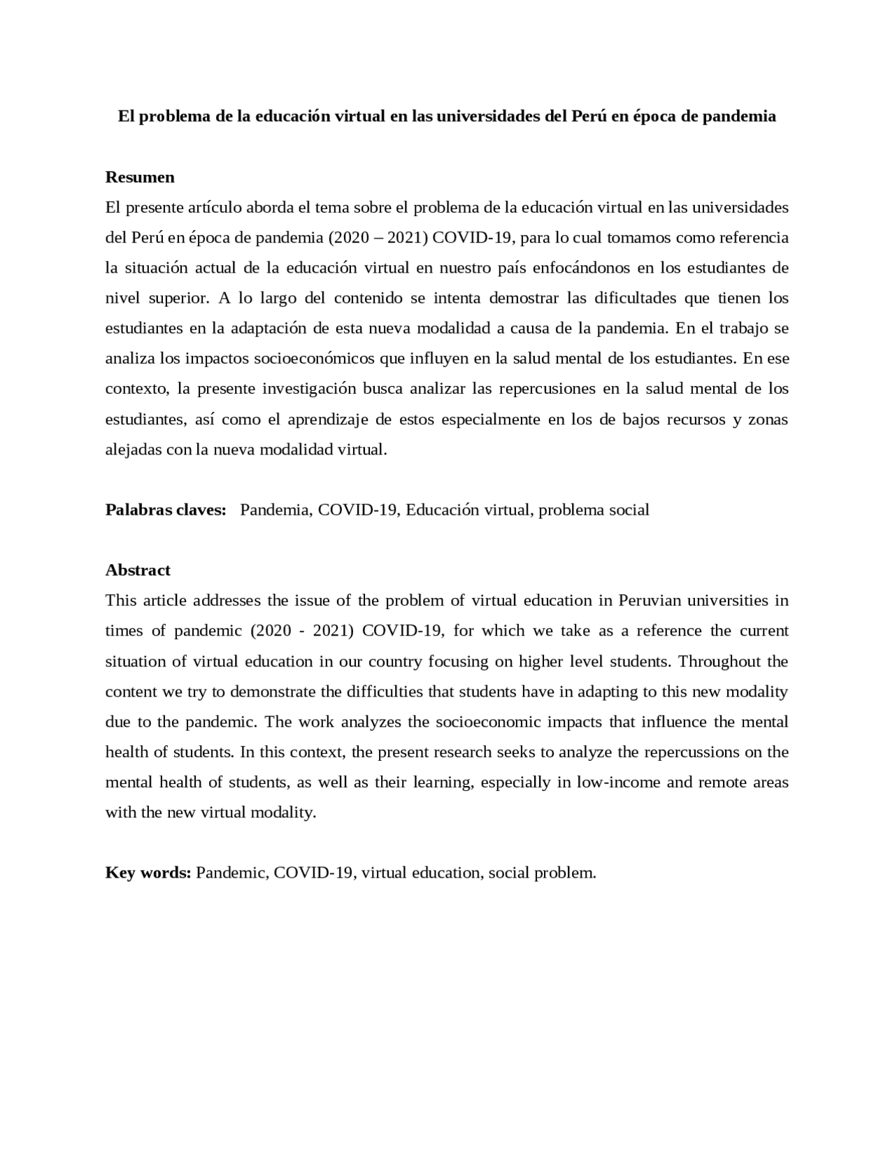 El Problema De La Educación Virtual En Las Universidades Del Perú En época De Pandemia Docsity El Problema De La Educación Virtual En Las Universidades Del Perú En época De Pandemia Docsity
