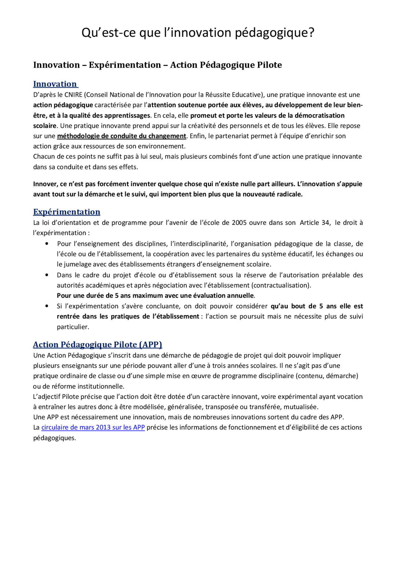 Innovation pédagogique Définition axes prioritaires enjeux Docsity