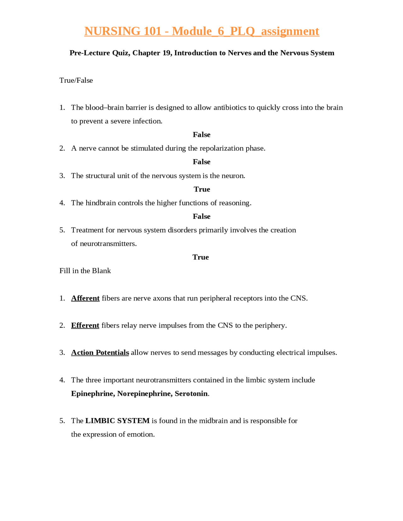 NURSING 101 - Module_6_PLQ_assignment - Docsity