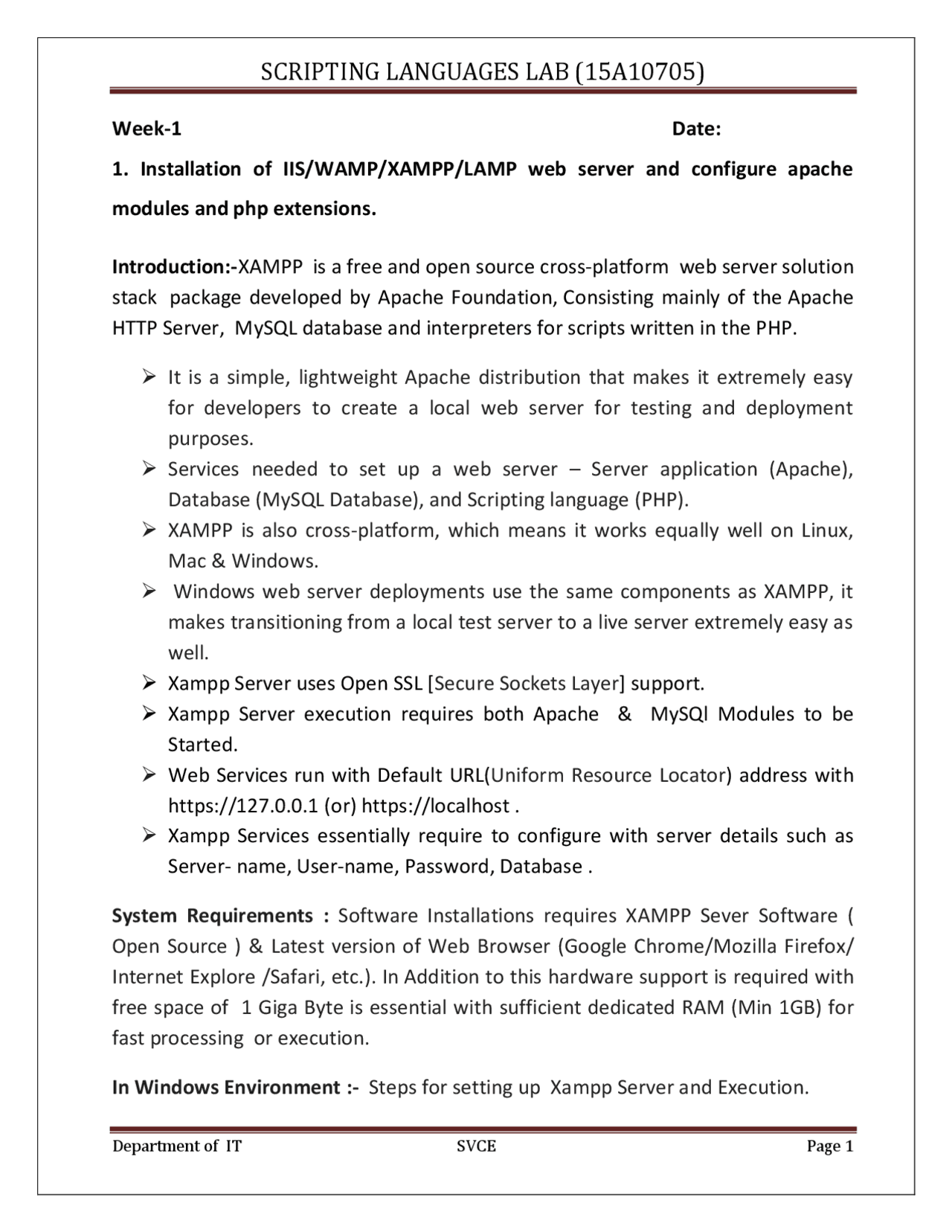 Scripting languages document for lab - Docsity