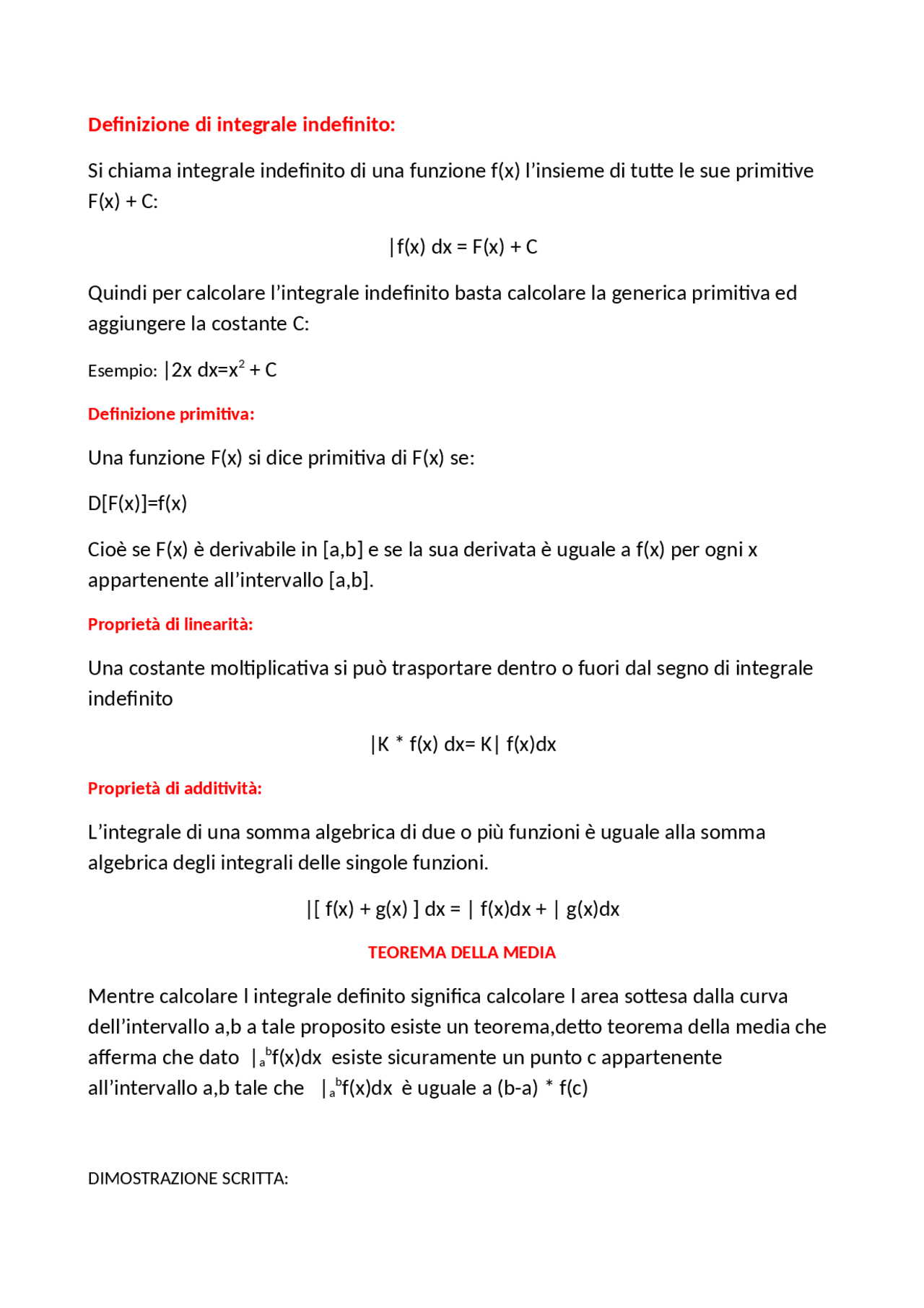 Teorema della media e Derivate Docsity