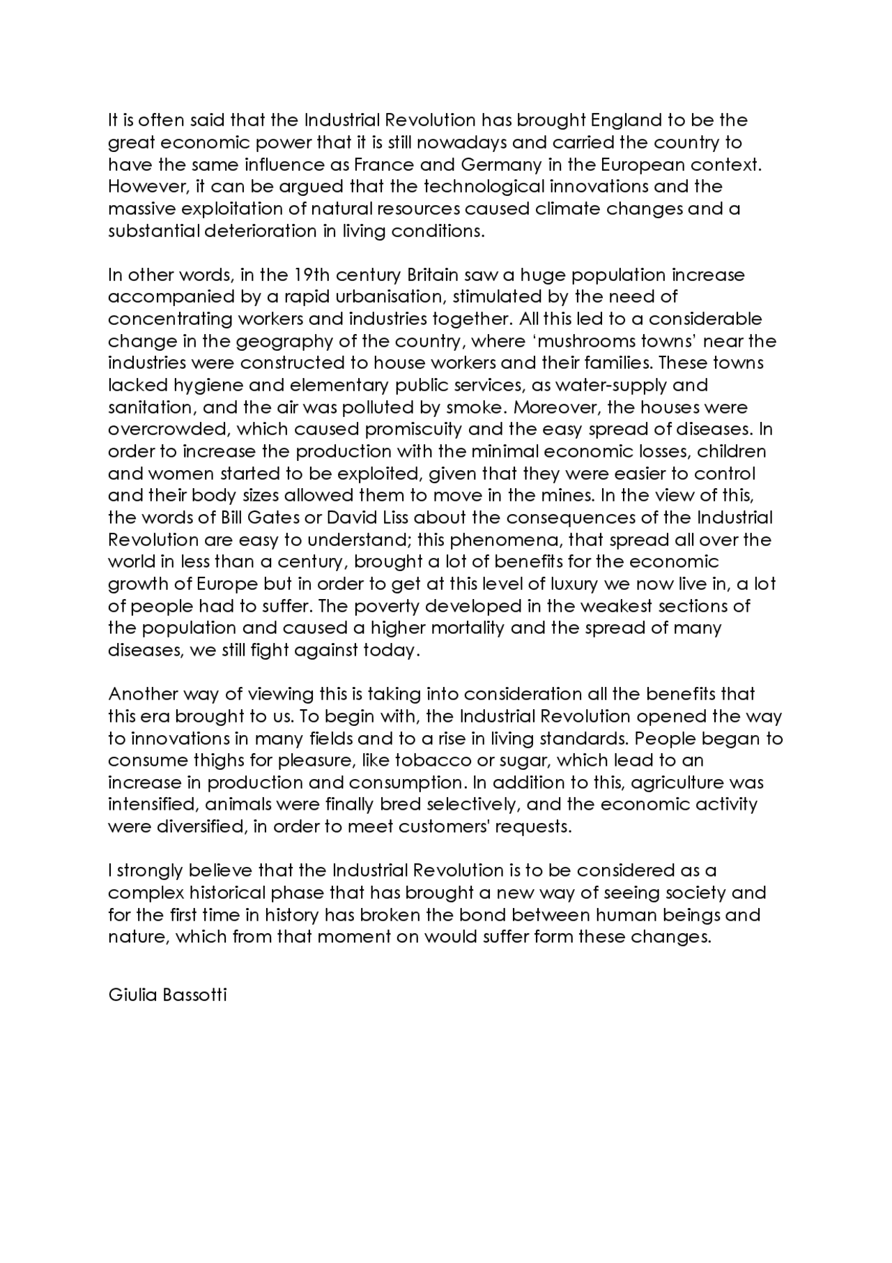 Essay on the Industrial Revolution - Docsity