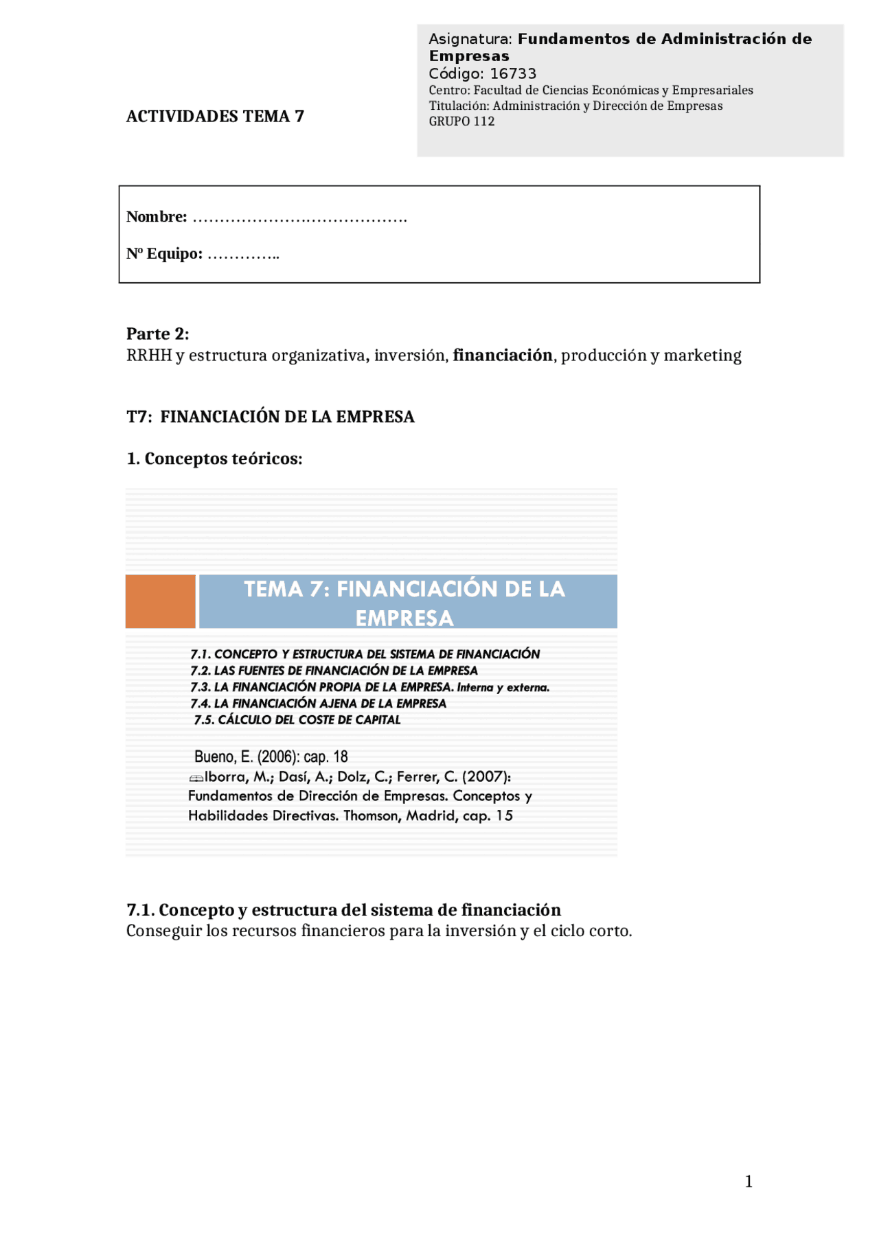 ACTIVIDADES TEMA 7 MATEMATICAS - Docsity