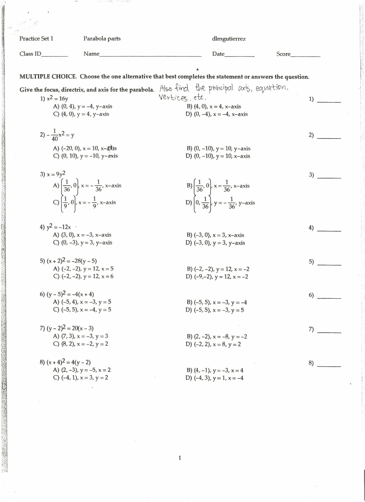 Mathematics: Math Practice Tests - Docsity