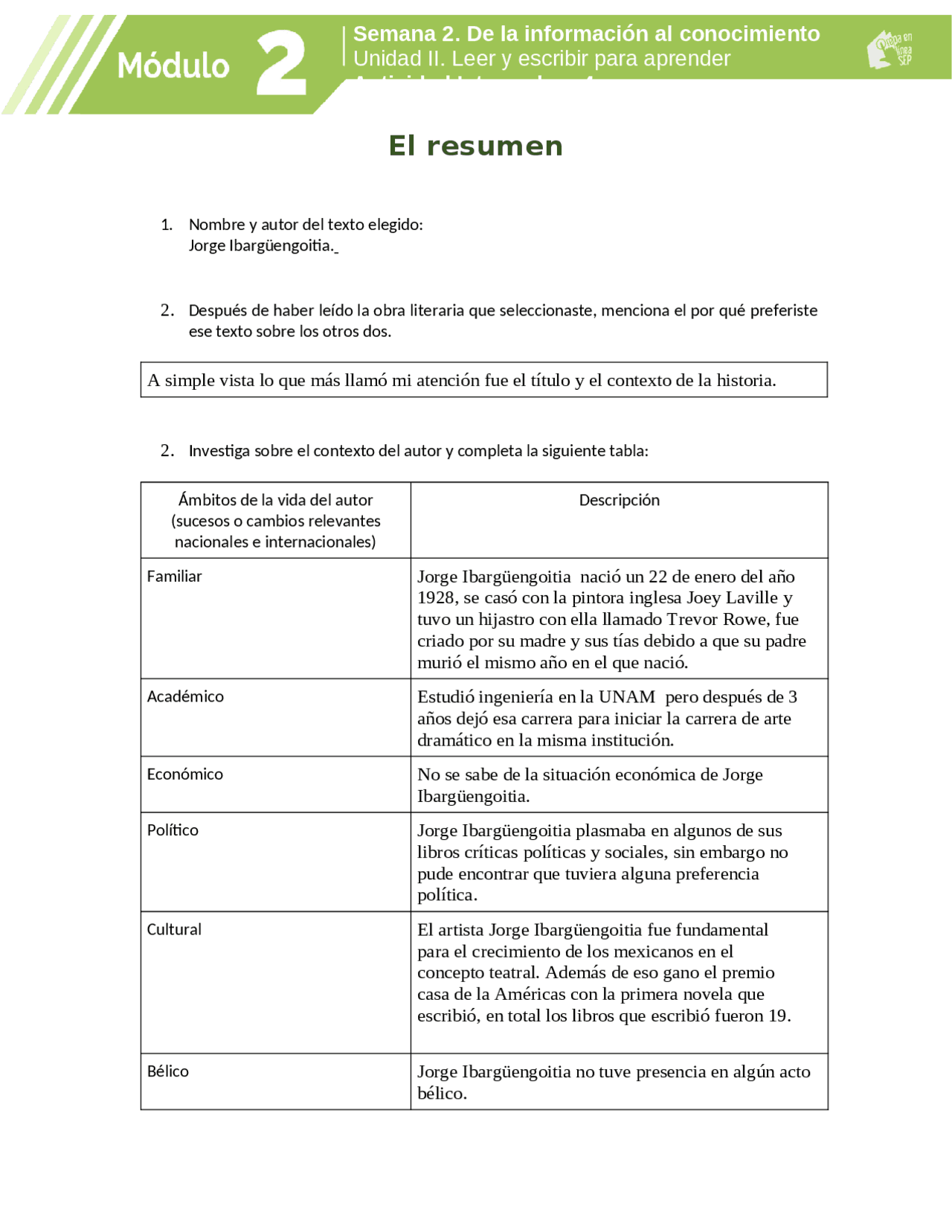 Modulo 2 Actividad Integradora 4 Docsity