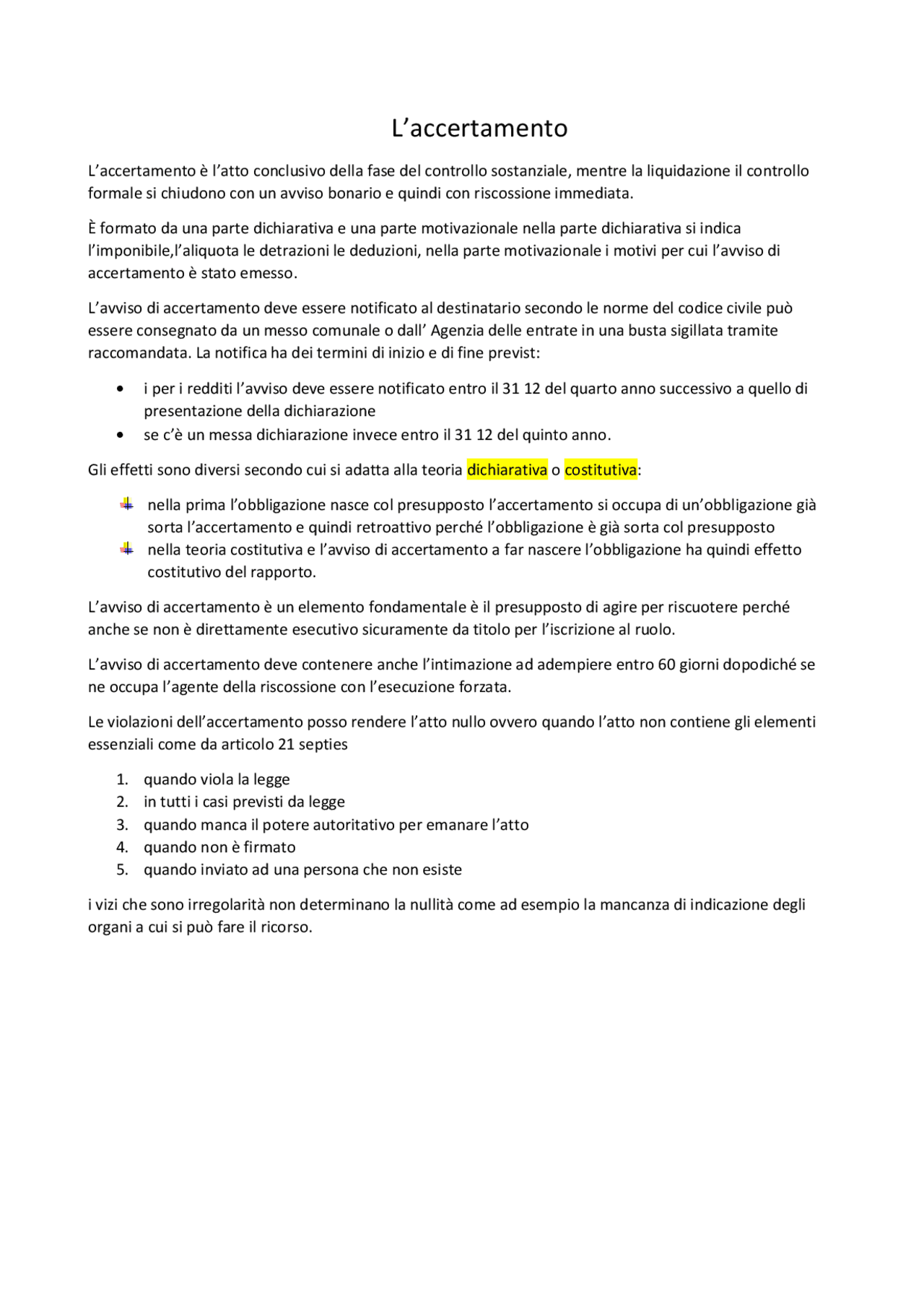 L'Avviso di Accertamento: Forma e Contenuti | Sintesi del corso di Concorso  Agenzia delle Entrate