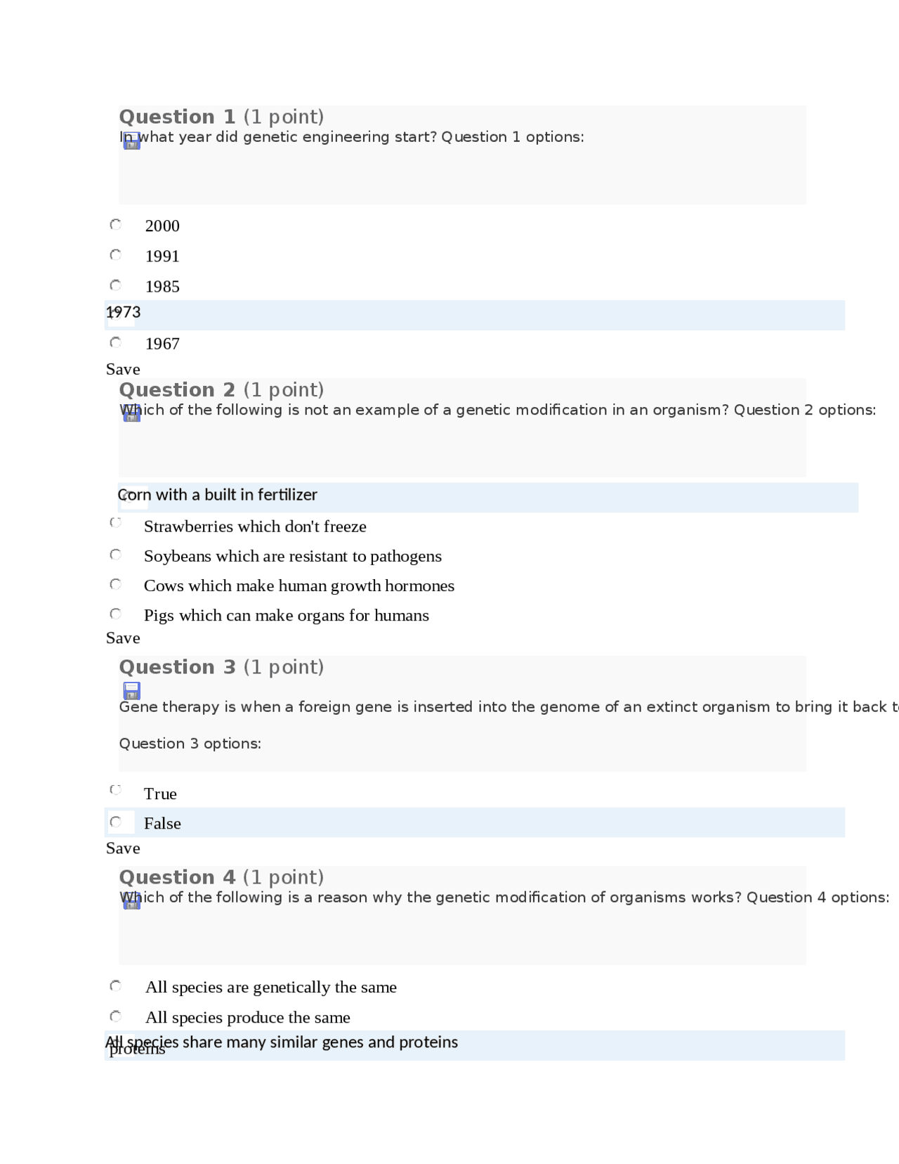BIOL 1408Biotechnology and Genomics Chapter 13 Quiz and answers latest ...