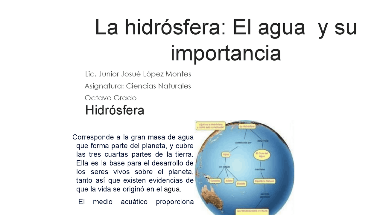 Hidrosfera Bachillerato - Docsity