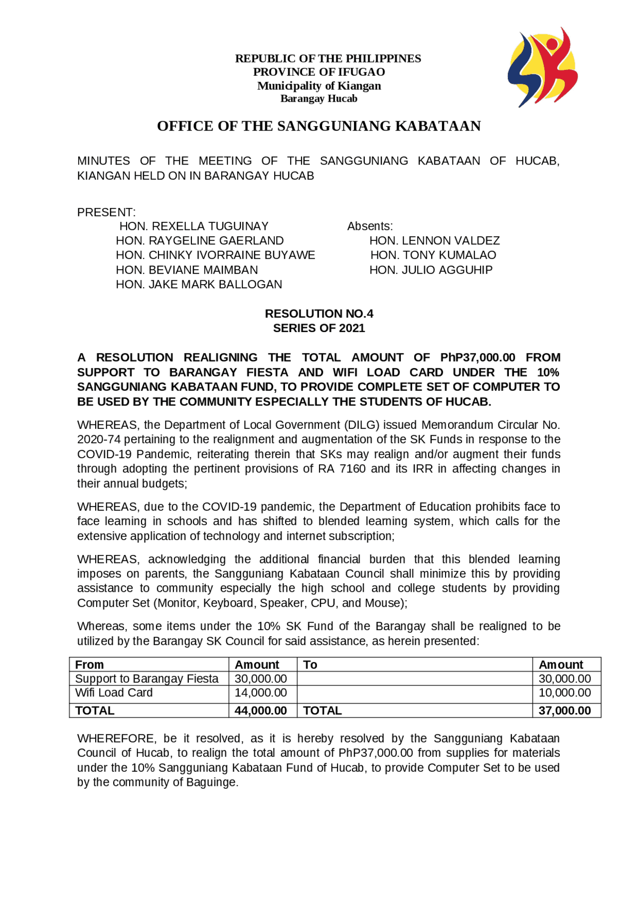 Realignment of budget for educational assistance | Papers Government ...