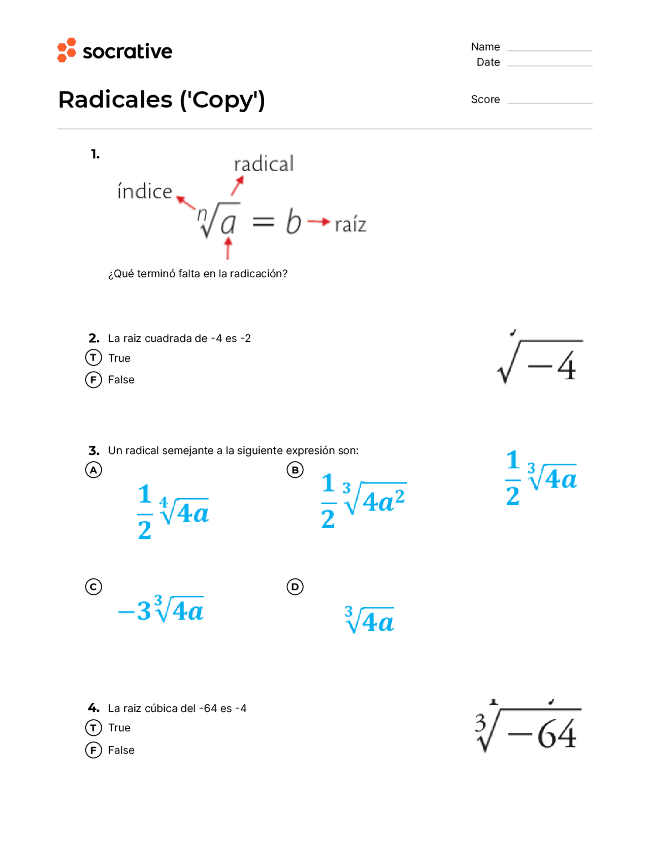 Ejercicios Con Radicales Docsity
