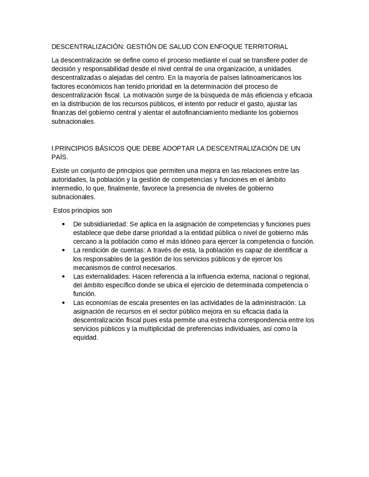 DESCENTRALIZACIÓN y GESTIÓN DE SALUD CON ENFOQUE TERRITORIAL - Docsity