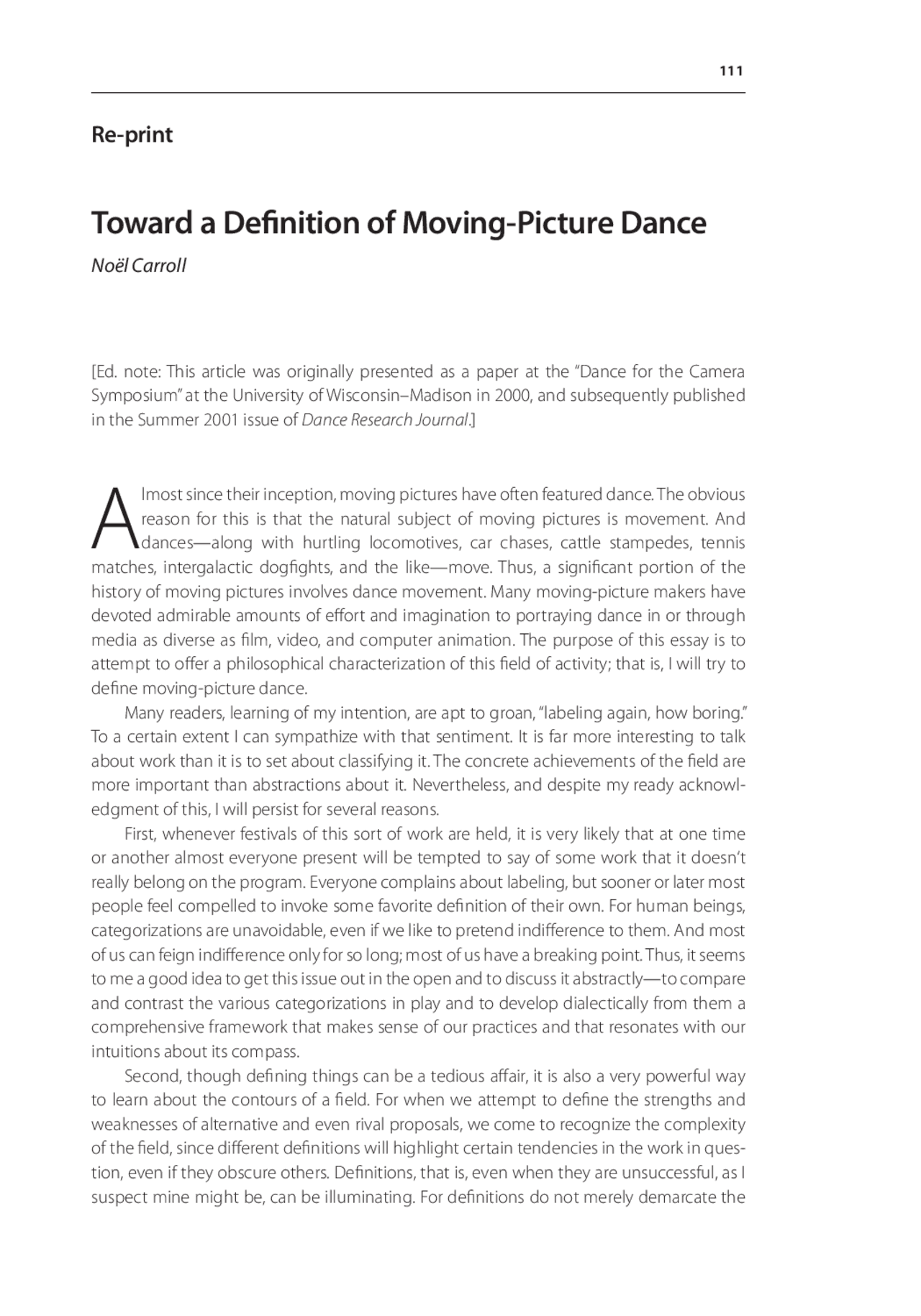 Toward a definition of Moving-Picture - Docsity