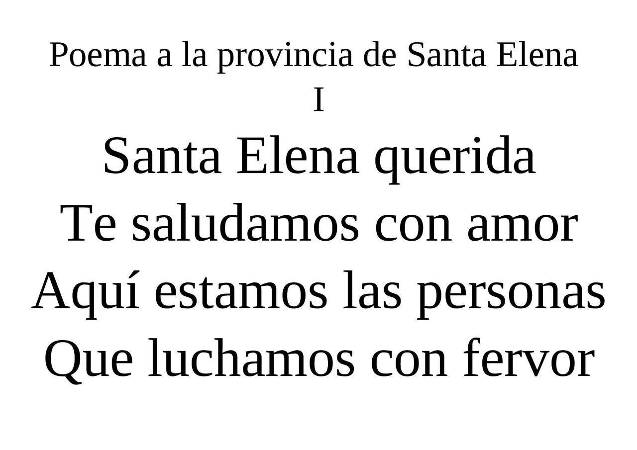 Poema dedicado a la provincia de santa elena - Docsity