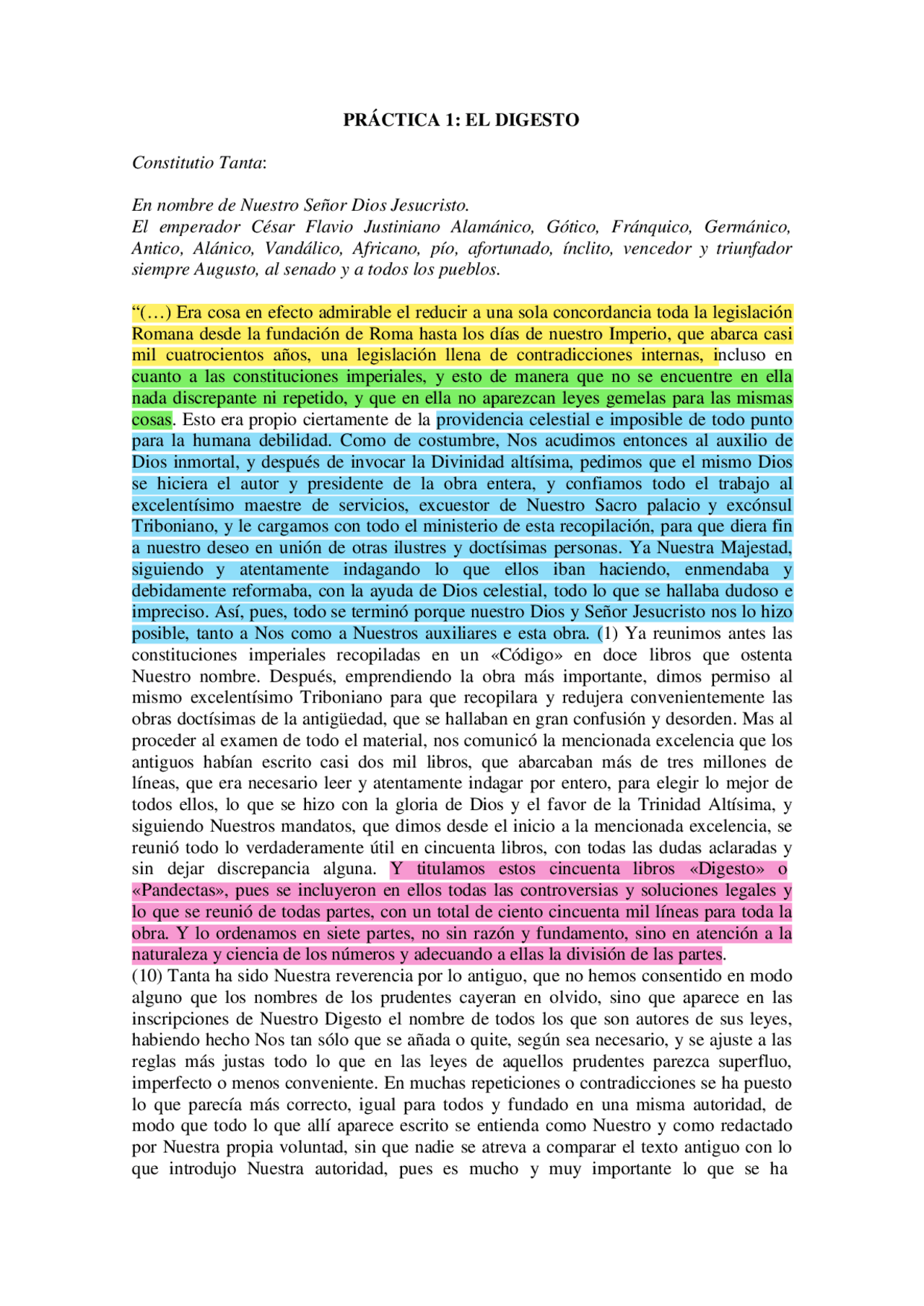 El Digesto de Justiniano - Docsity