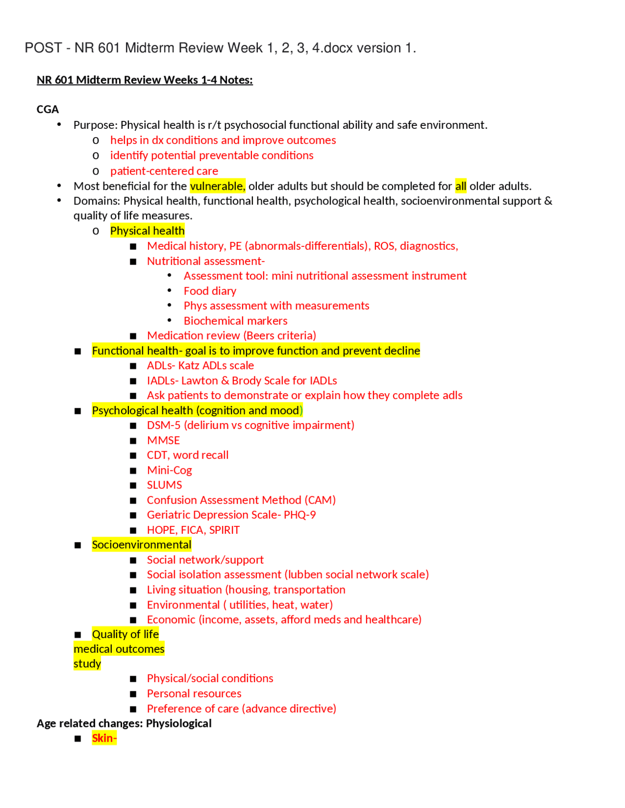 POST - NR 601 Midterm Review Week 1, 2, 3, 4.docx version 1. | Exams ...