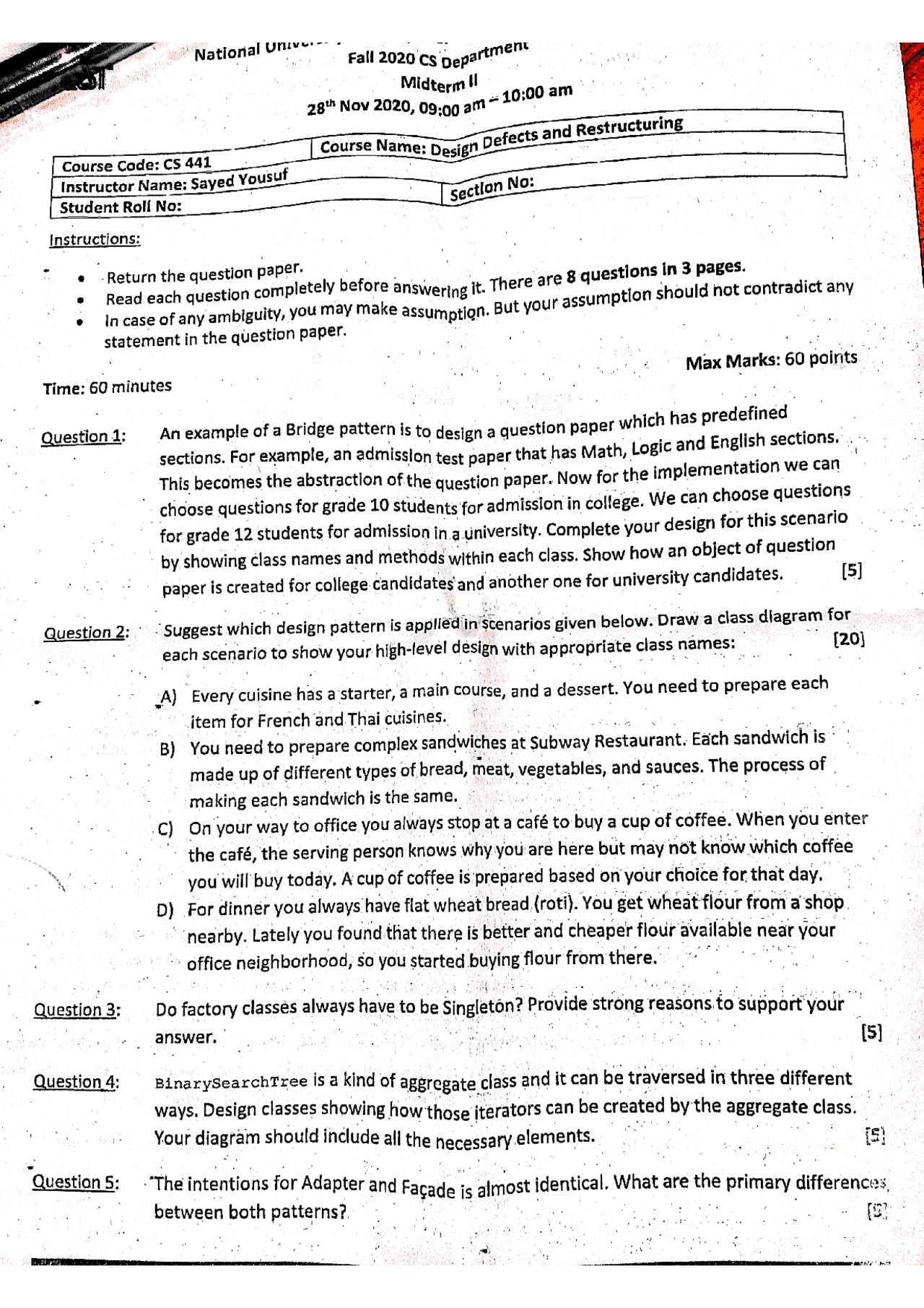 DDR mid II questions Quizzes Design Patterns Docsity