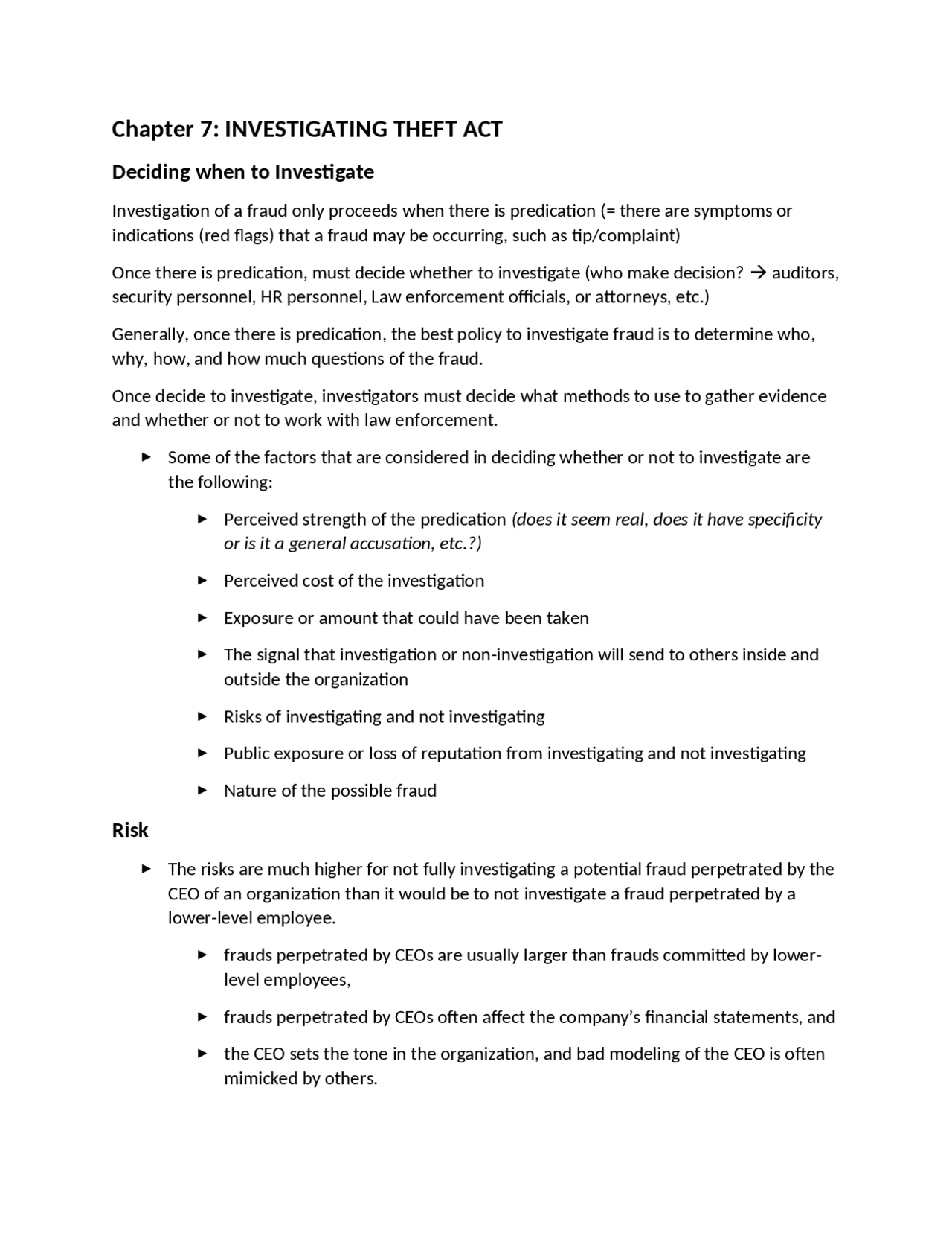 Fraud Examination note - Docsity