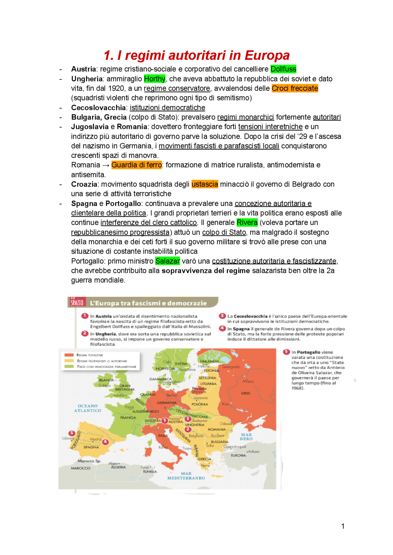 L'ascesa dei regimi autoritari in Europa (1920-1939 ...
