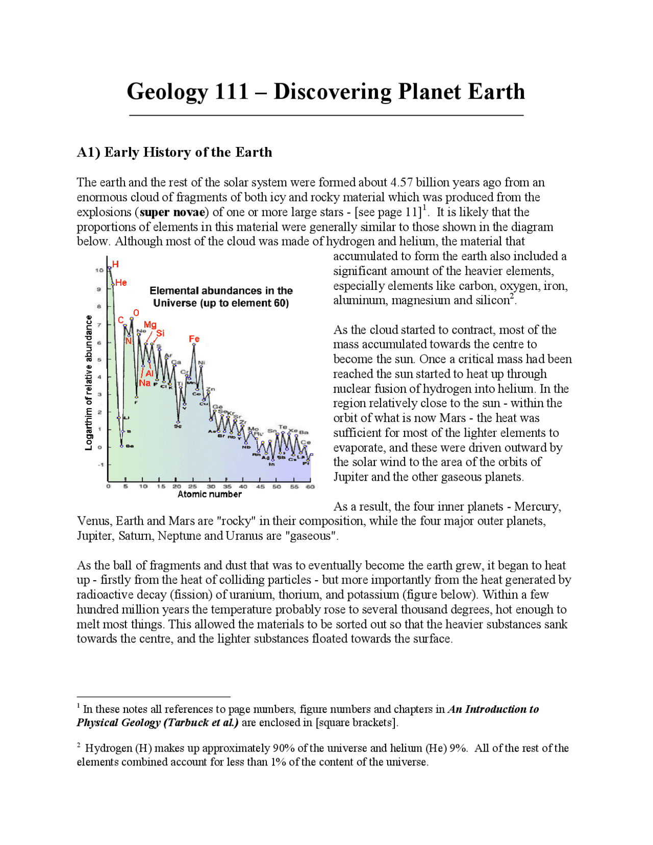 Geology Lecture Notes - Docsity