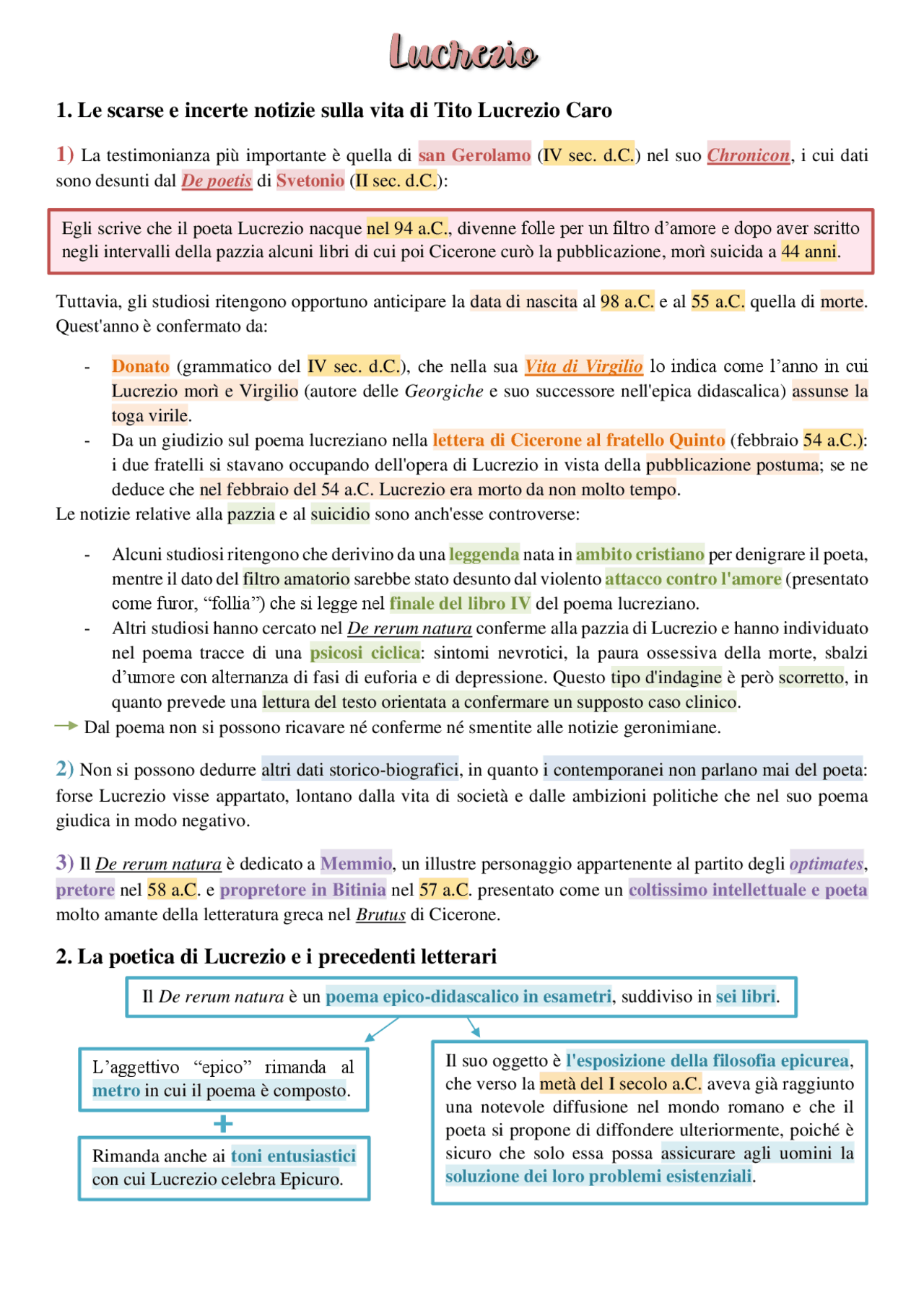 Lucrezio e il De rerum natura Schemi e mappe concettuali di Latino Docsity Lucrezio e il De rerum natura Schemi e mappe concettuali di Latino Docsity