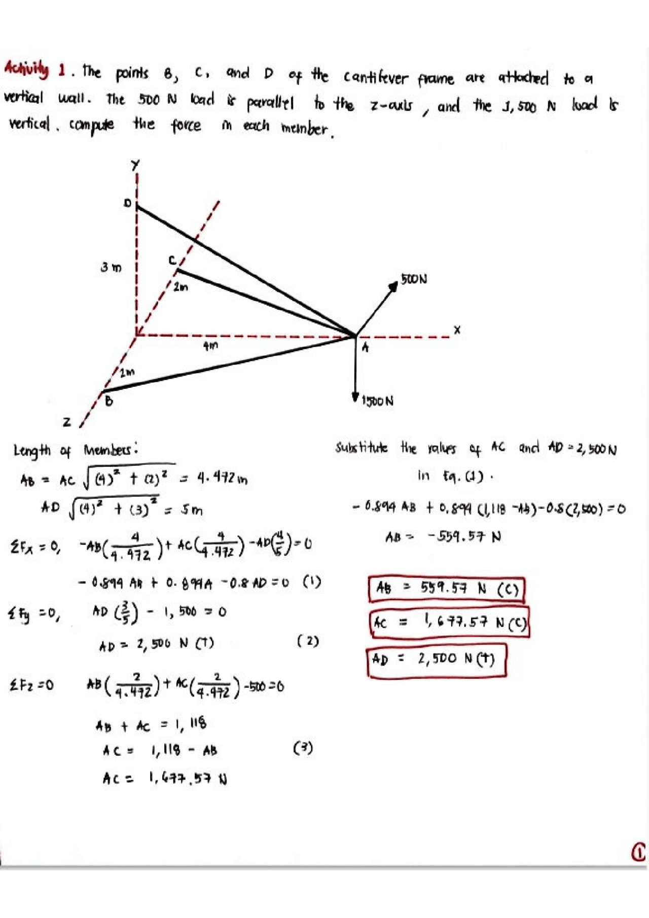 Static Force Example Problem with Solution - Docsity
