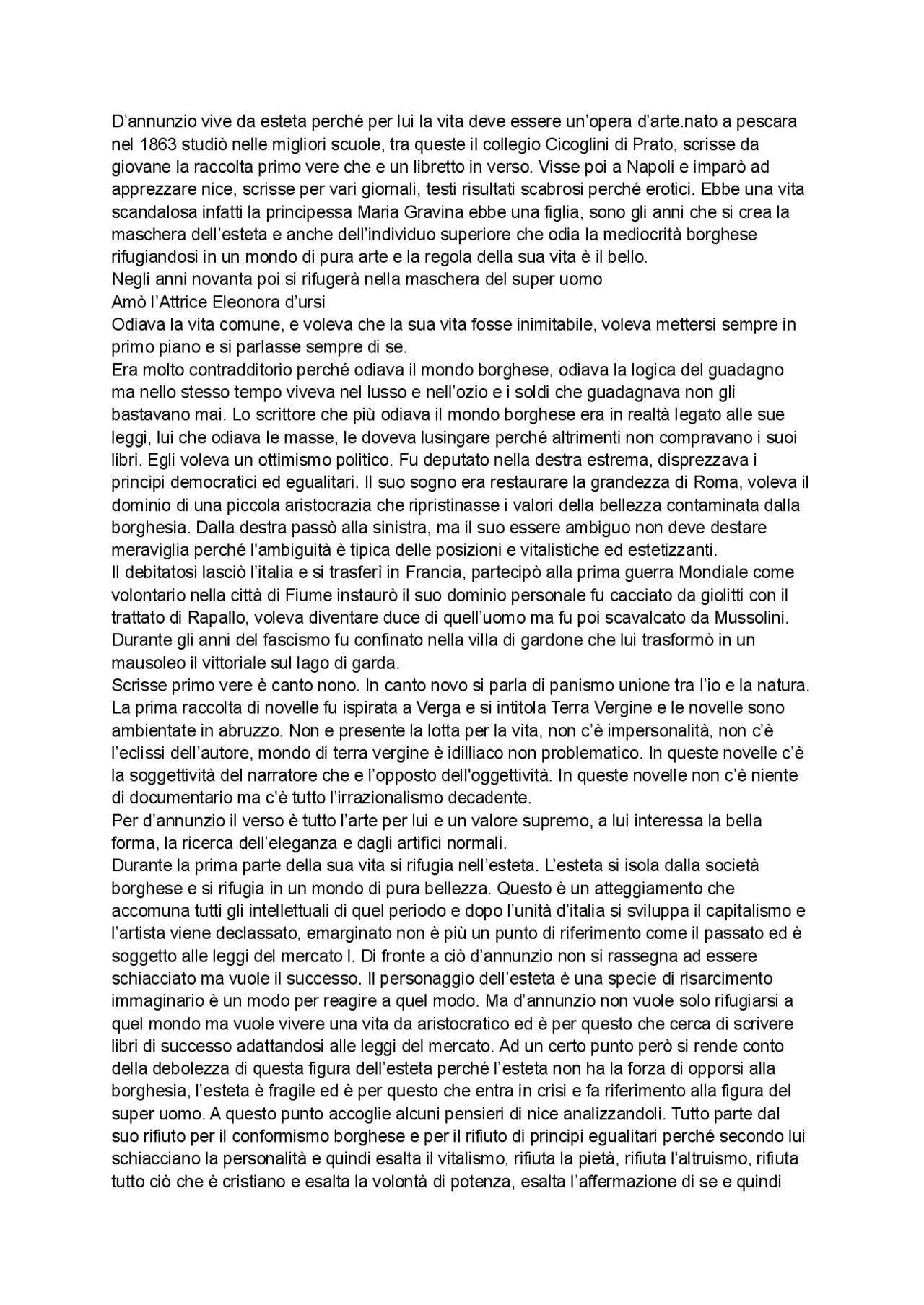 Gabriele D’Annunzio - Docsity