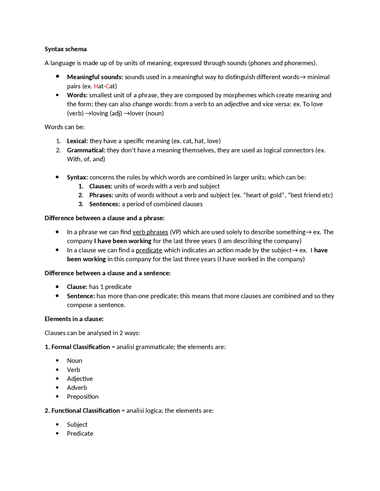 Primo modulo: Syntax-Sintassi | Schemi e mappe concettuali di ...