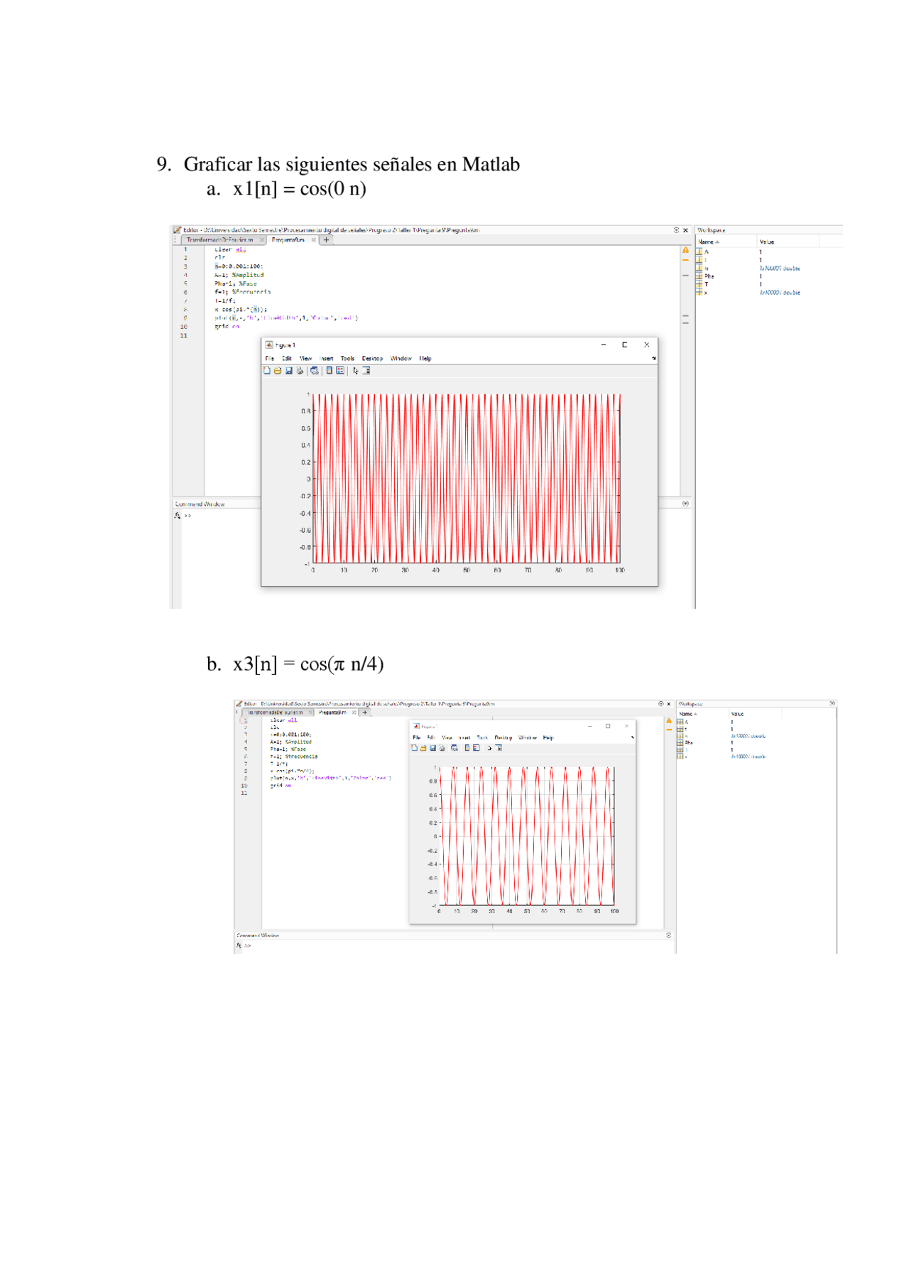 Ejercicios de graficar señales en matlab - Docsity