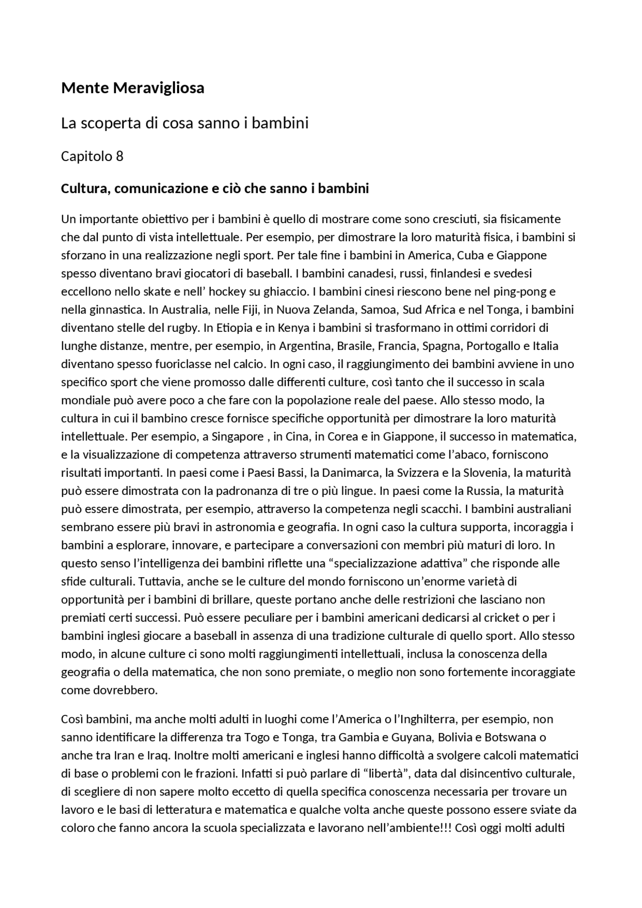 La Mente Meravigliosa Docsity