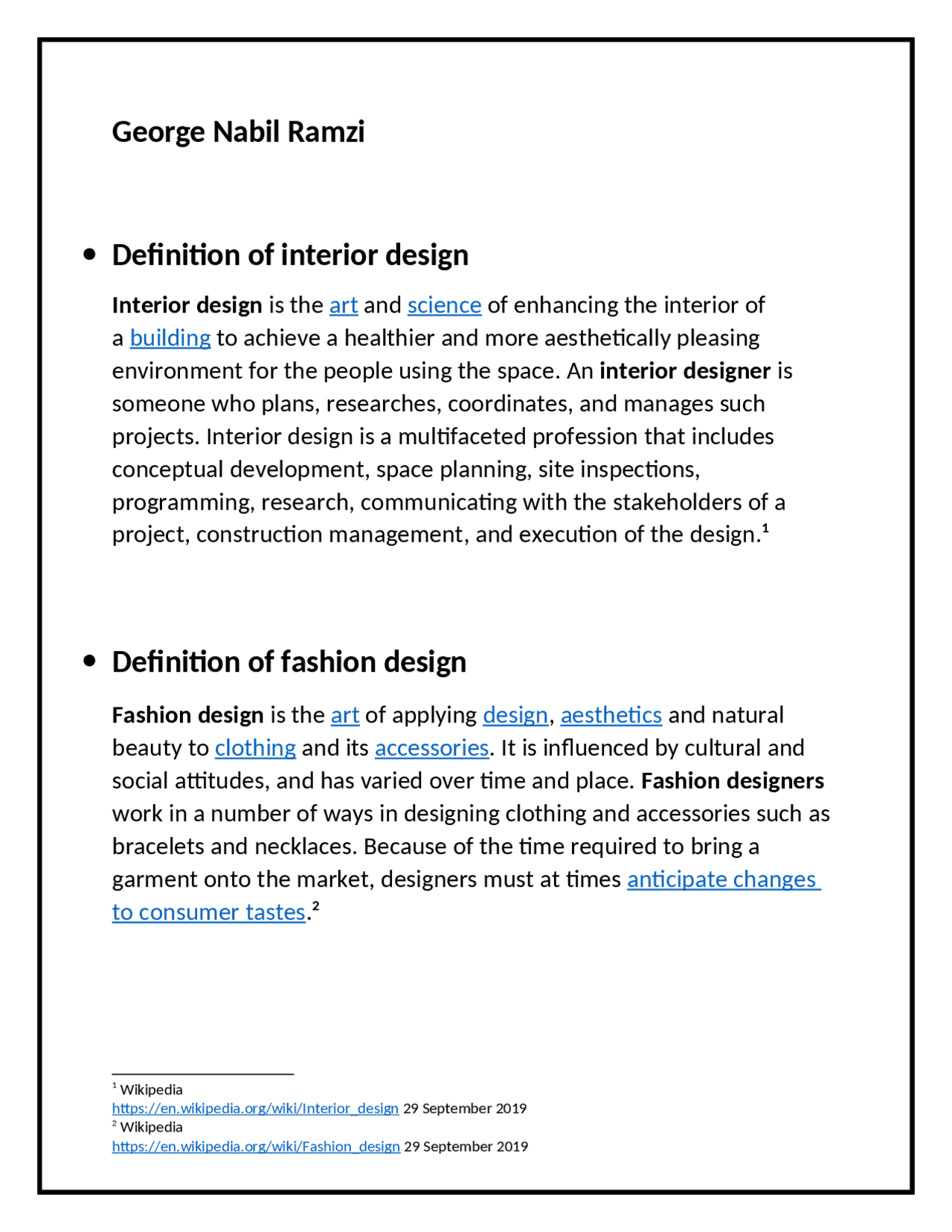 INTERIOR DESIGN AND FURNITUR DESIGN - Docsity