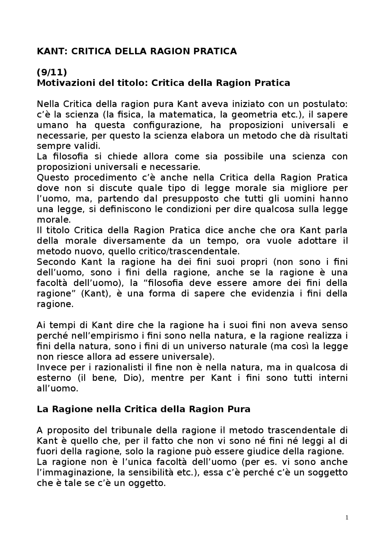 kant critica della ragion pratica