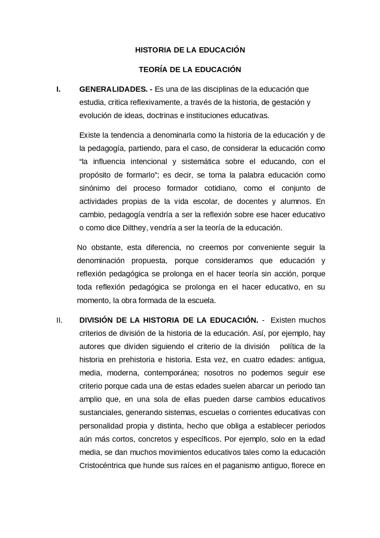 HISTORIA DE LA EDUCACIÓN TEORÍA DE LA EDUCACIÓN - Docsity