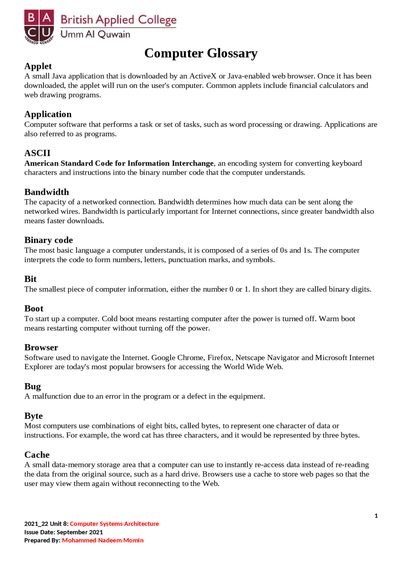 Computer Vocabulary Terms at Cristal Lawrence blog