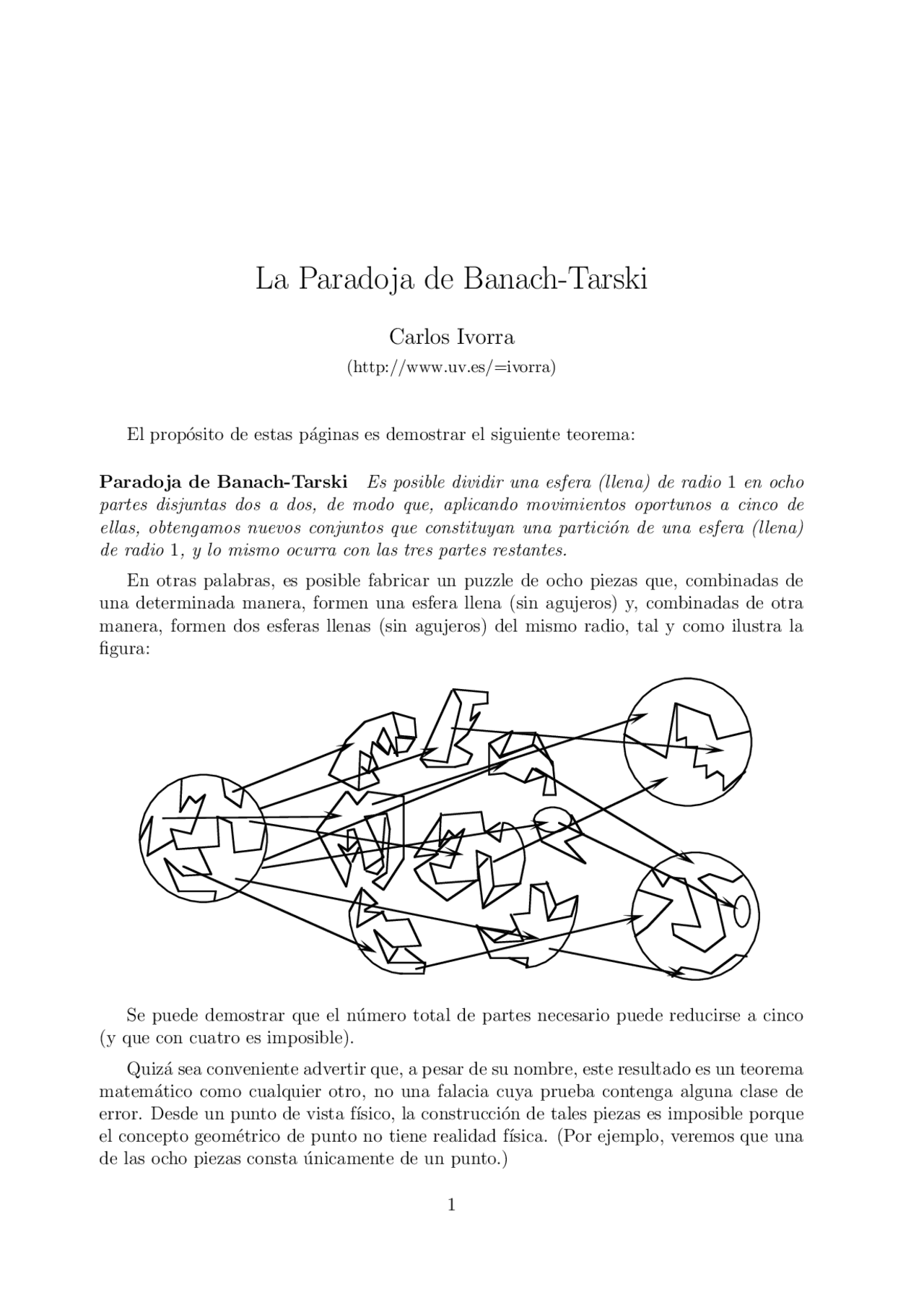 La Paradoja de BanachTarski Docsity