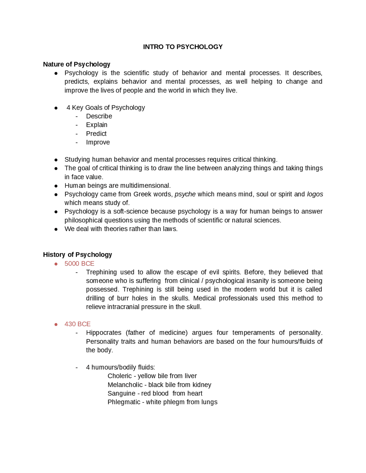 NATURE OF PSYCHOLOGY | Lecture notes Introduction to Psychology | Docsity