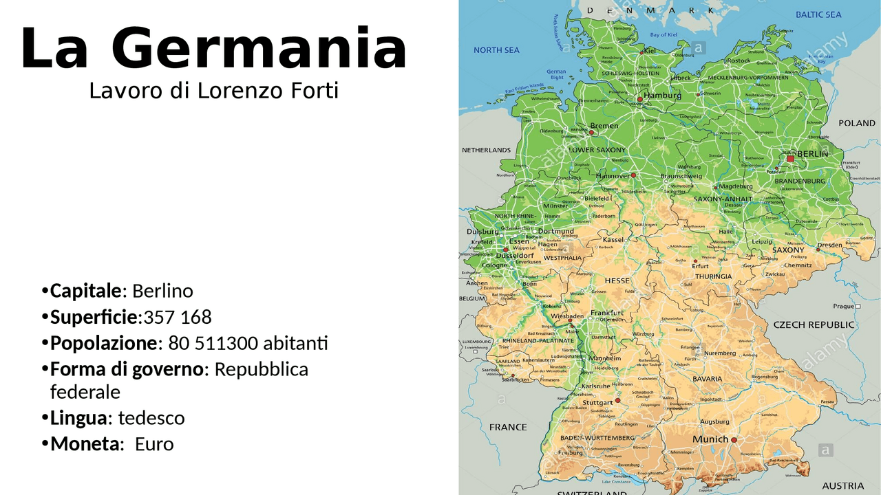 La Germania con carta fisica e politica e approfondimenti - Docsity