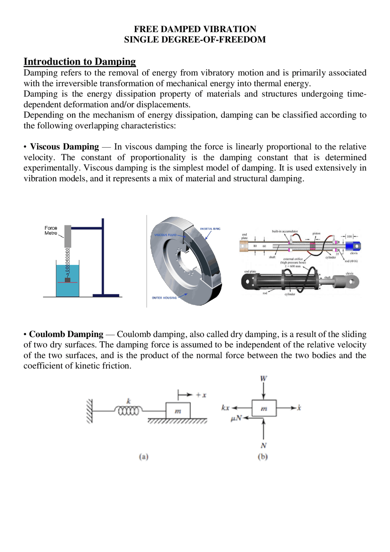 Viscous damping vibration Summaries Engineering Docsity