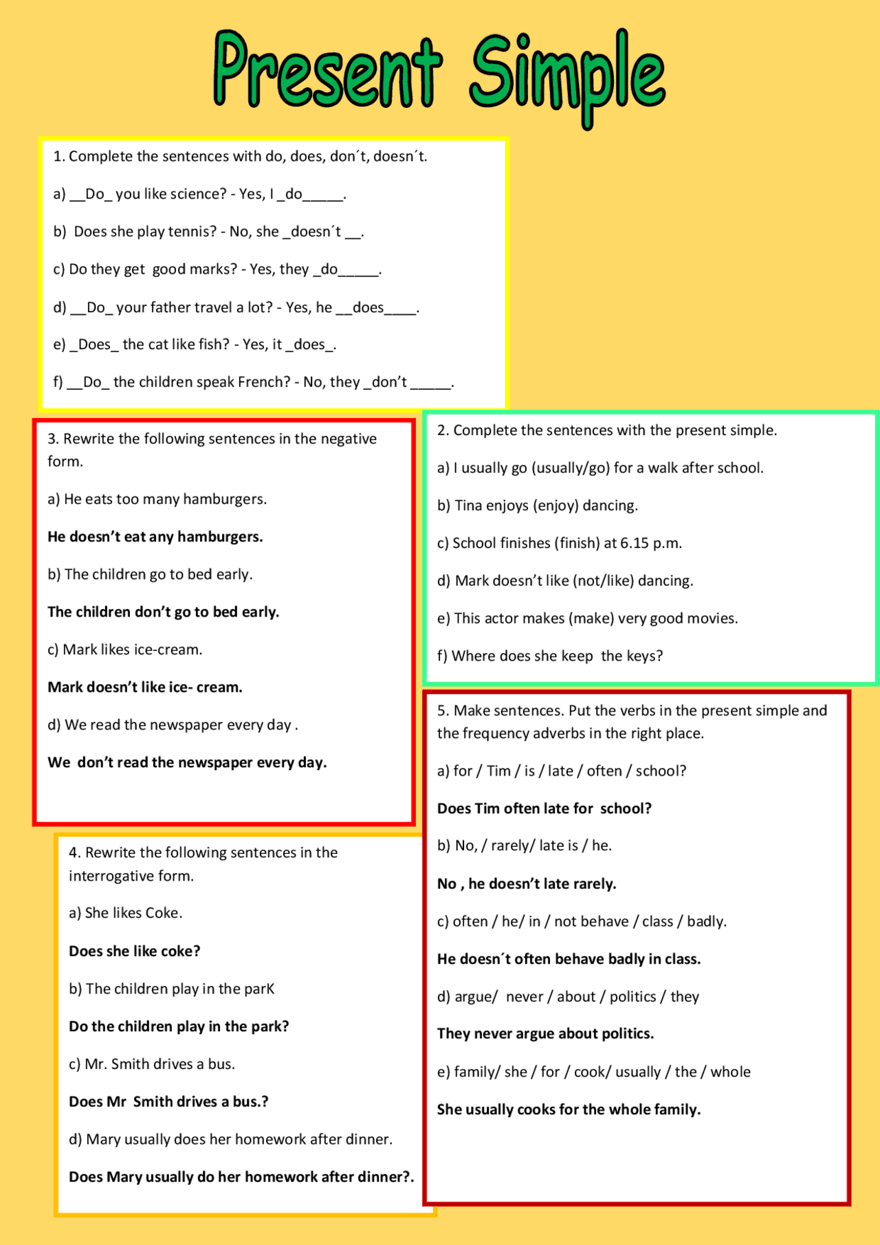 EJERCICIOS DE TIEMPOS EN INGLES Docsity