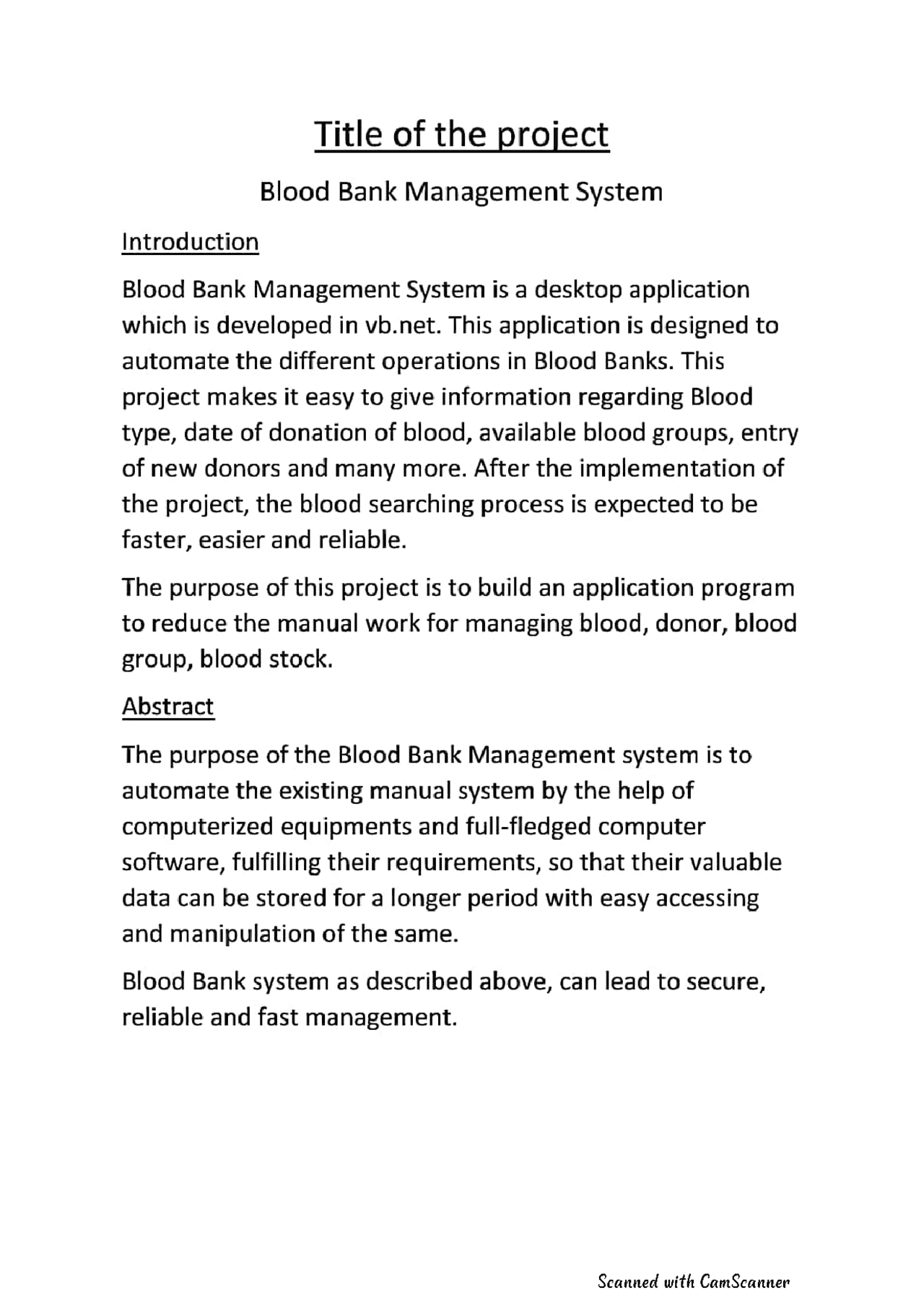 Blood Bank Management system | Study Guides, Projects, Research ...