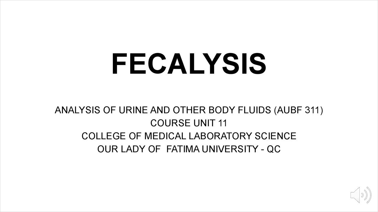 ALL information of Fecalysis - Docsity
