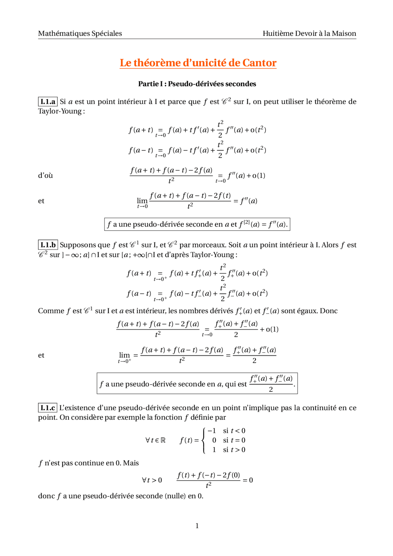 Le théorème d’unicité de Cantor Exercices Mathématiques Docsity — free download