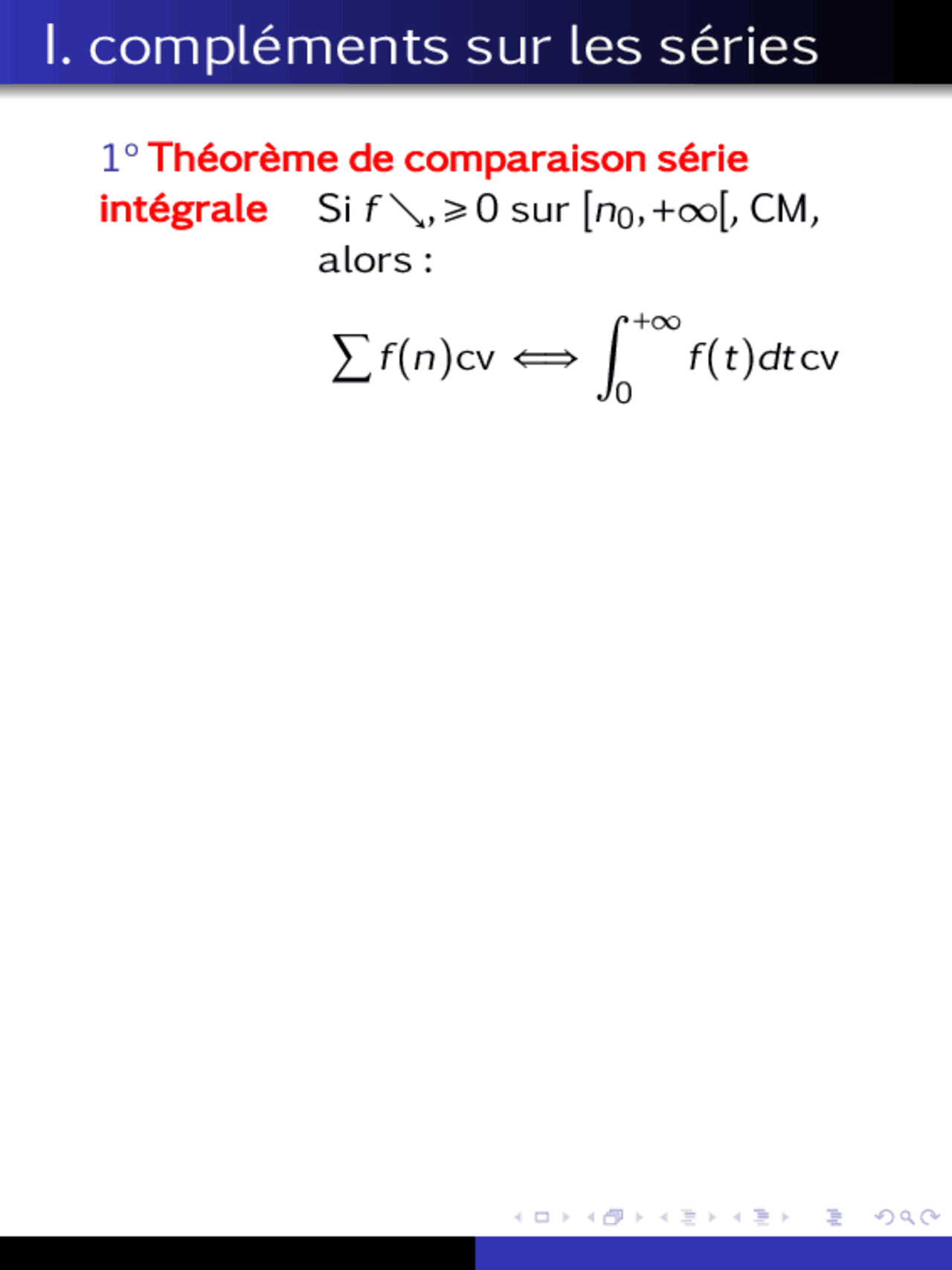 Théorème de comparaison série intégrale Docsity