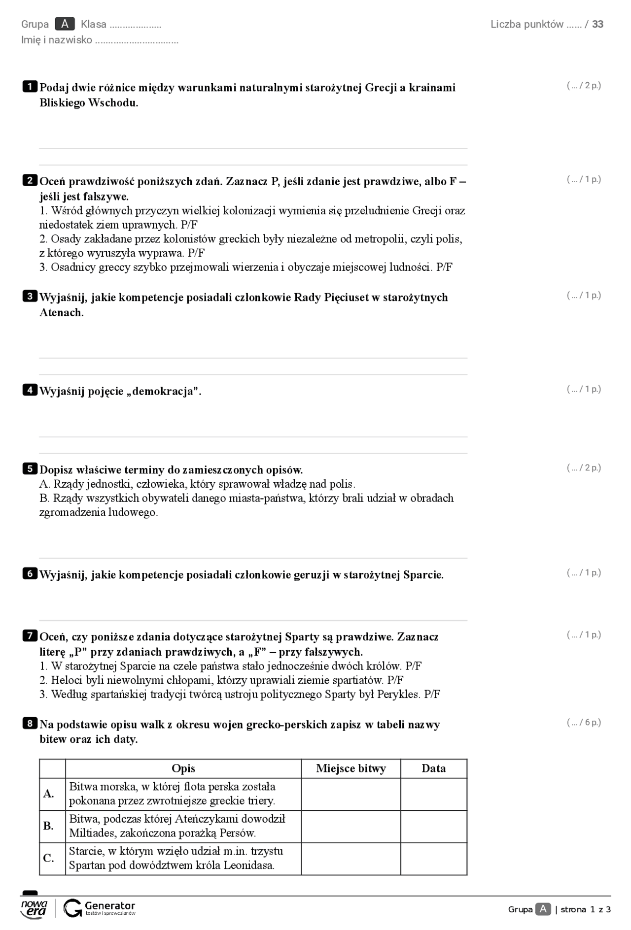 Historia Sprawdzian Klasa 6 Dzial 3 Historia Sprawdzian Klasa 6 Dzial 3