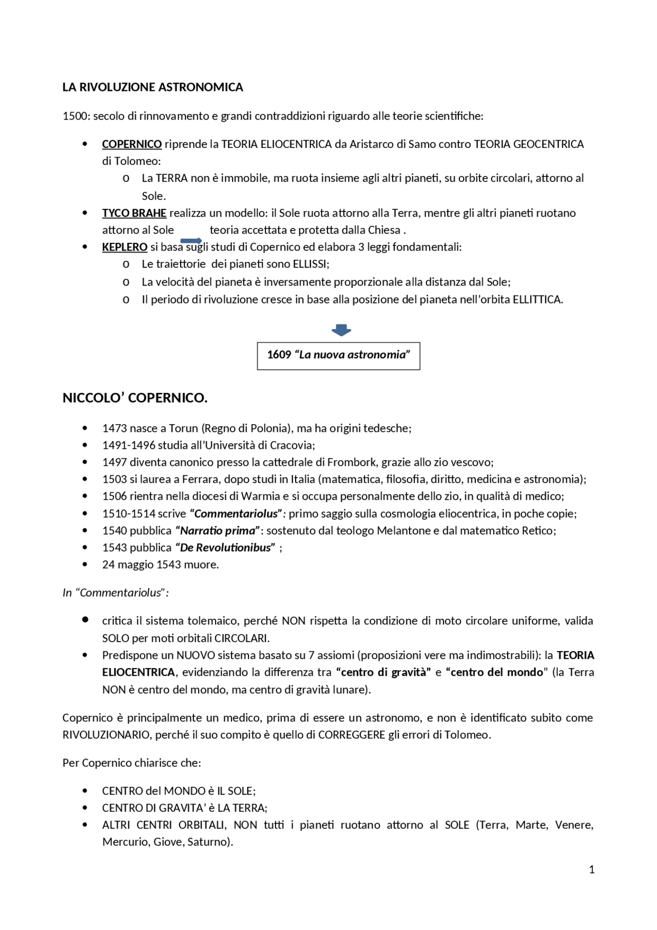 La rivoluzione astronomica Docsity