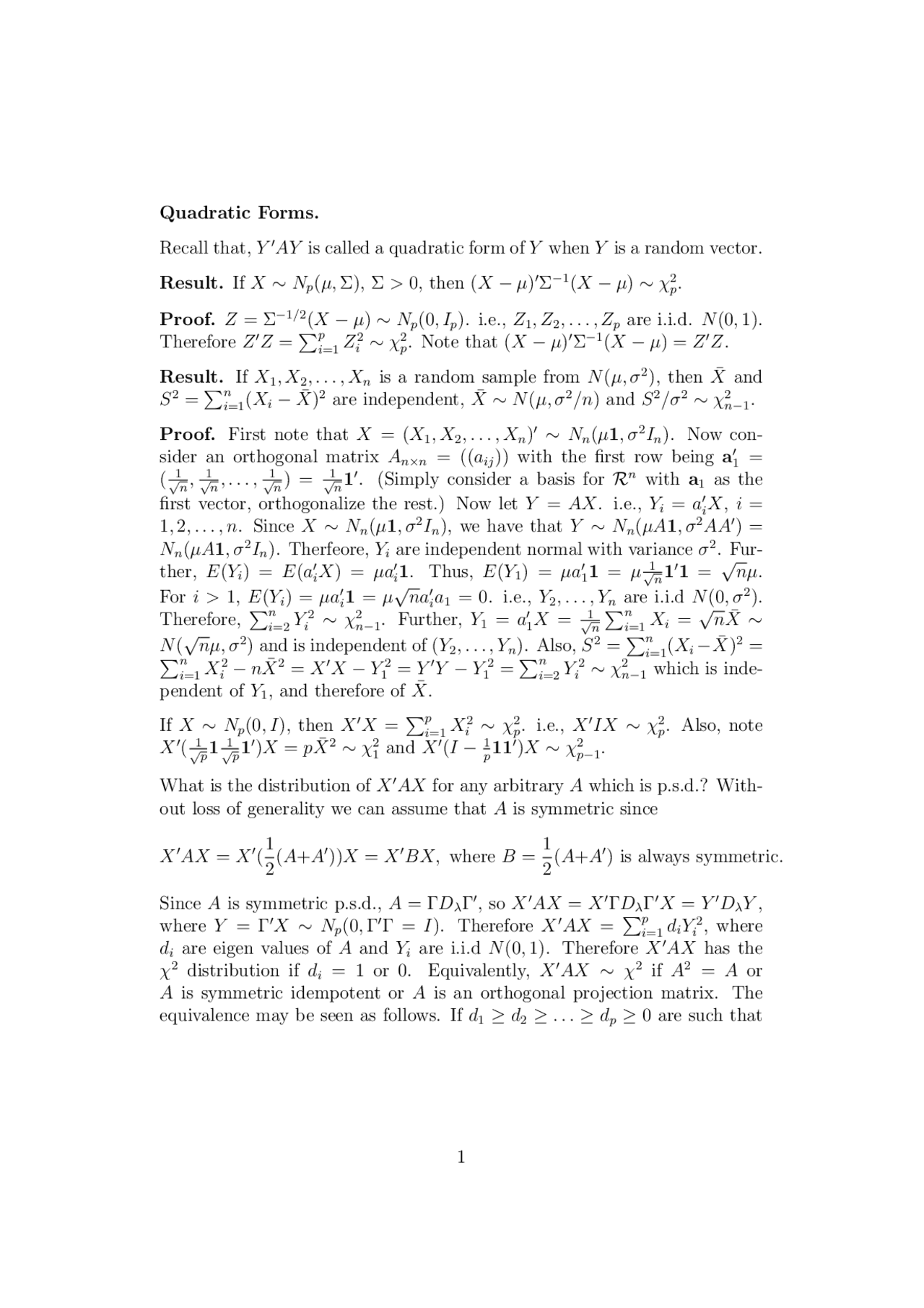 Multivariate Statistics Part 1 - Docsity