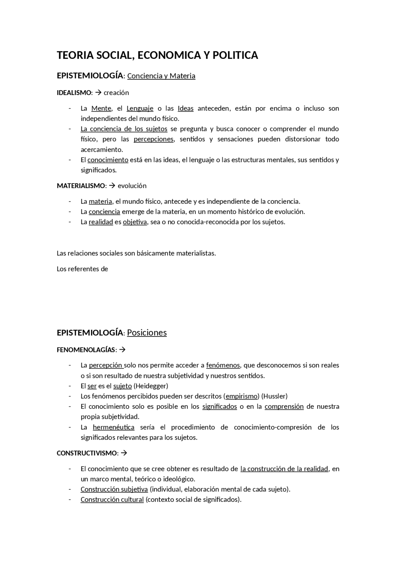 TEORIA SOCIAL, ECONOMICA Y POLITICA Resúmenes de Teoría Social Docsity